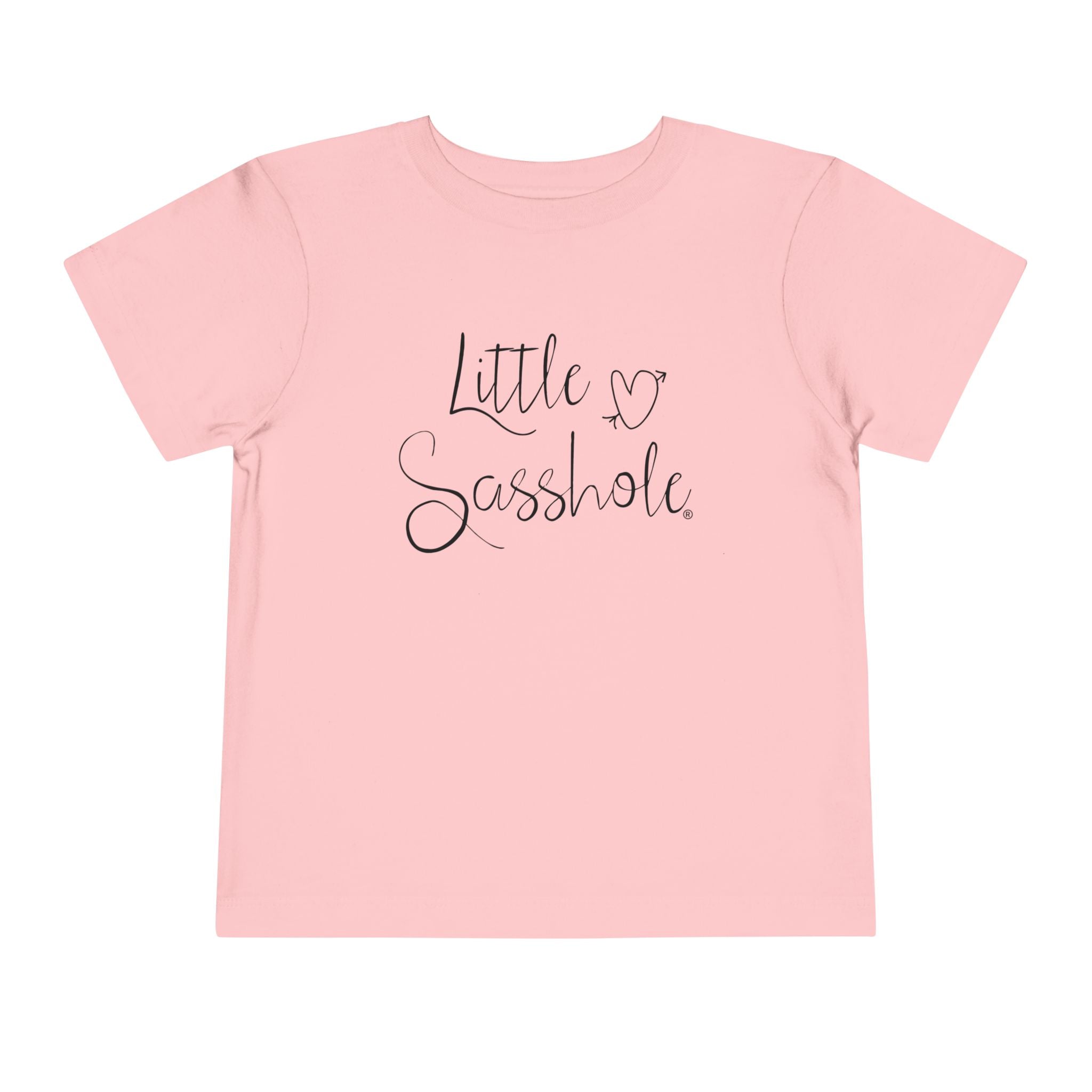 Image of A pink toddler t-shirt displays the playful slogan 