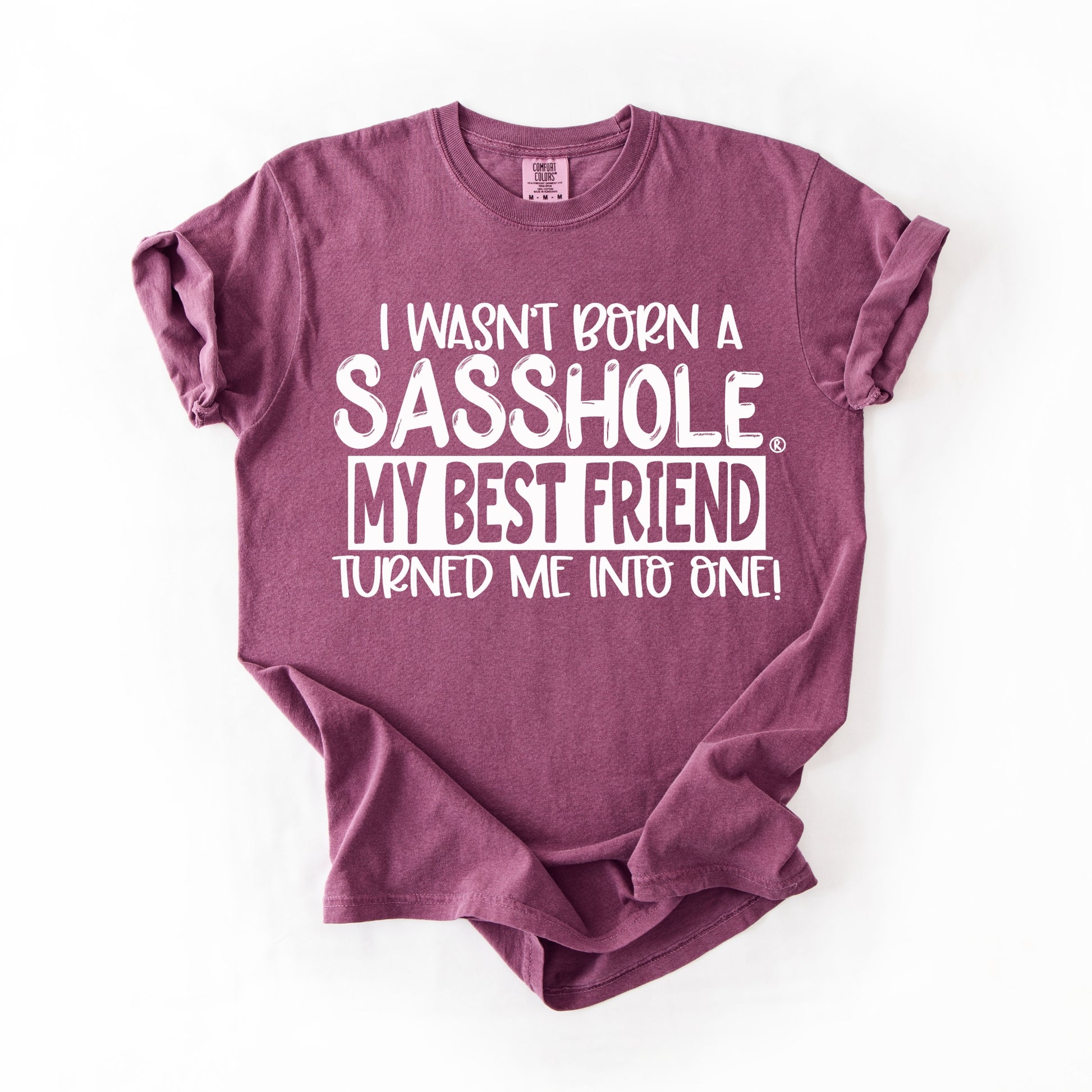 Sasshole Women’s Comfort Colors® Tee – “Best Friend” Funny Graphic T-Shirt, Bold Friendship Statement Shirt