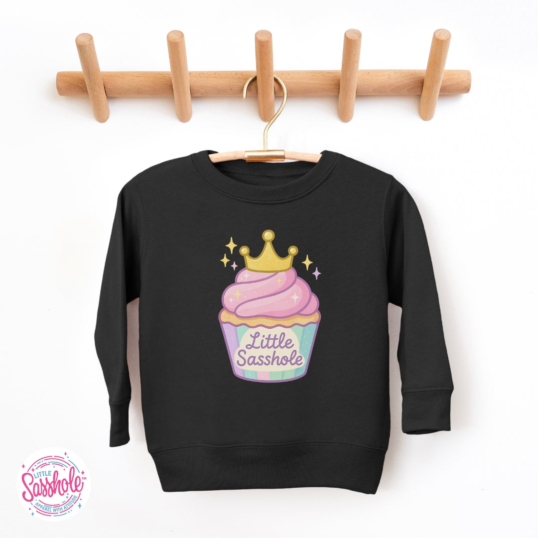 Little Sasshole™ Cupcake Crown Toddler Sweatshirt – Cute, Cozy & Sweet with Sass