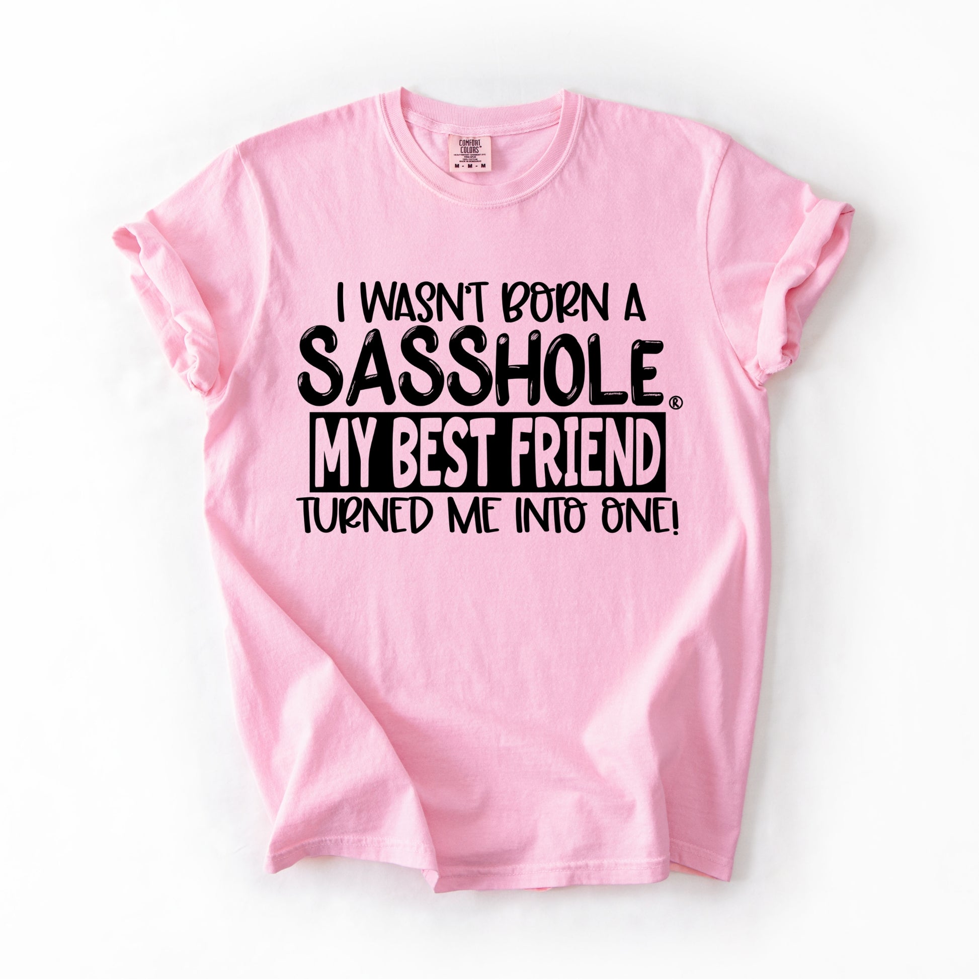 Sasshole Women’s Comfort Colors® Tee – “Best Friend” Funny Graphic T-Shirt, Bold Friendship Statement Shirt