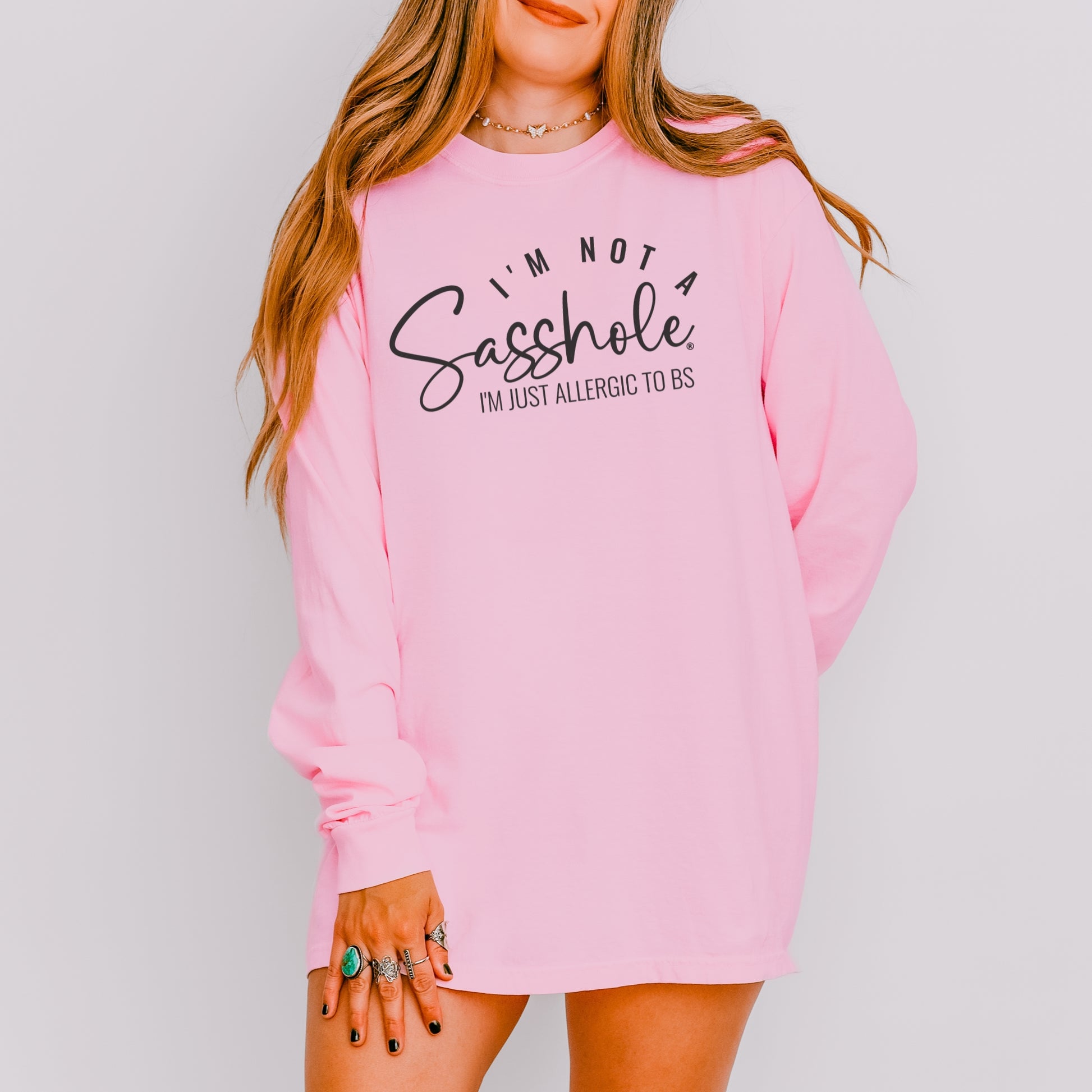 Sasshole® Long Sleeve Tee – I’m Not a Sasshole, I’m Just Allergic to BS - Comfort Colors® T-shirt