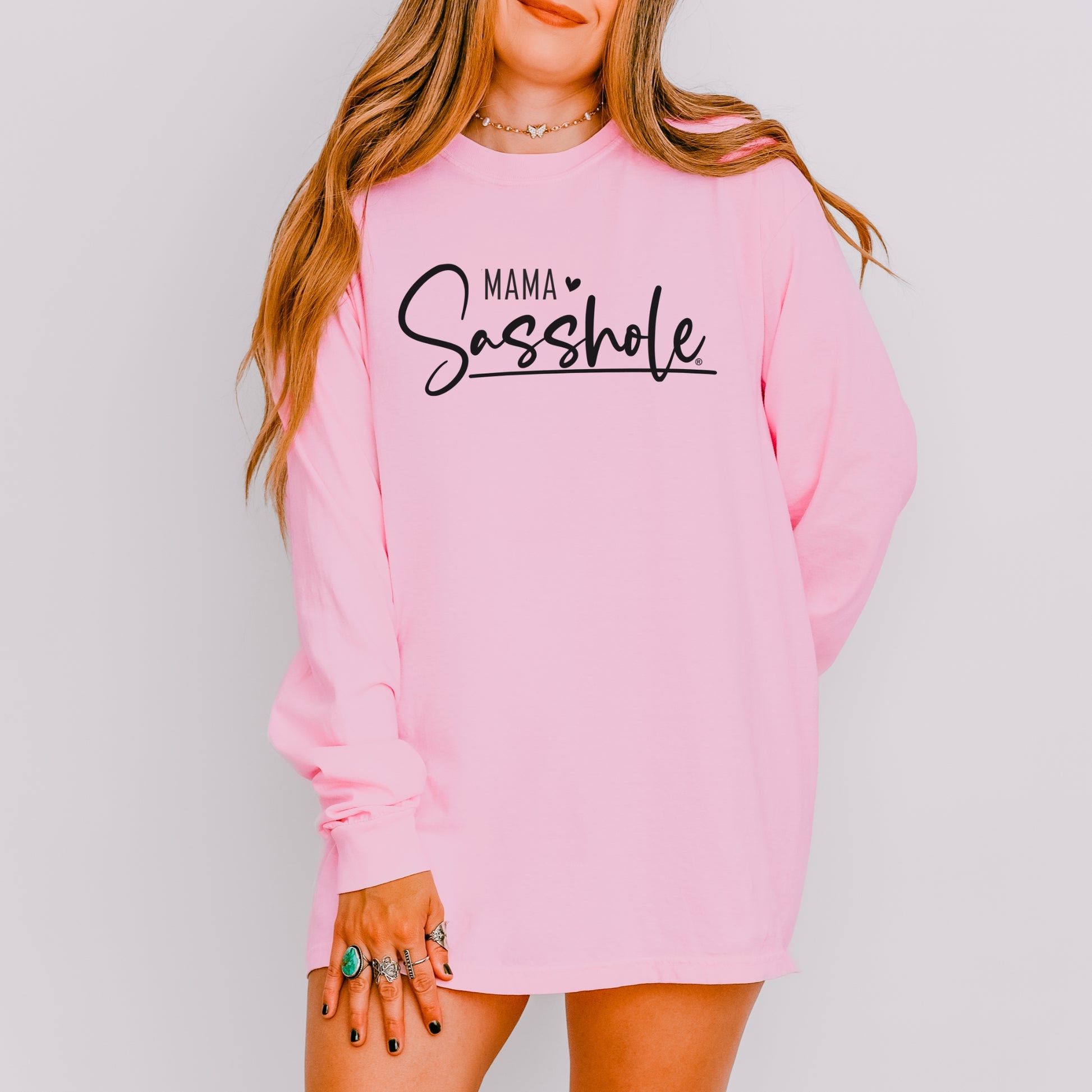 Mama Sasshole® Women’s Comfort Colors® Long Sleeve Tee – Funny Mom Graphic Shirt, Bold Statement Top