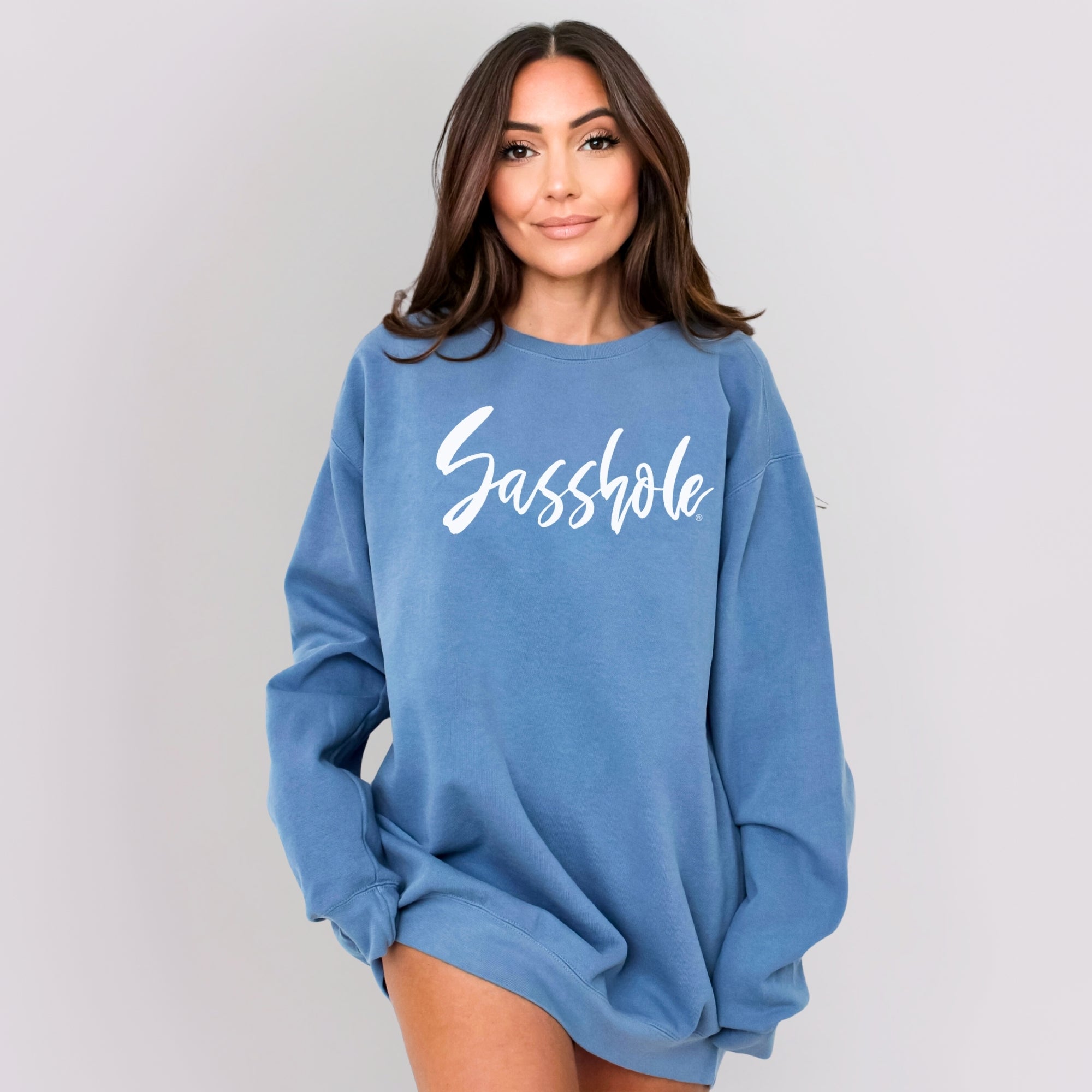 Image of Sasshole Women’s Relaxed Fit Comfort Colors® Sweatshirt – Funny Graphic Pullover