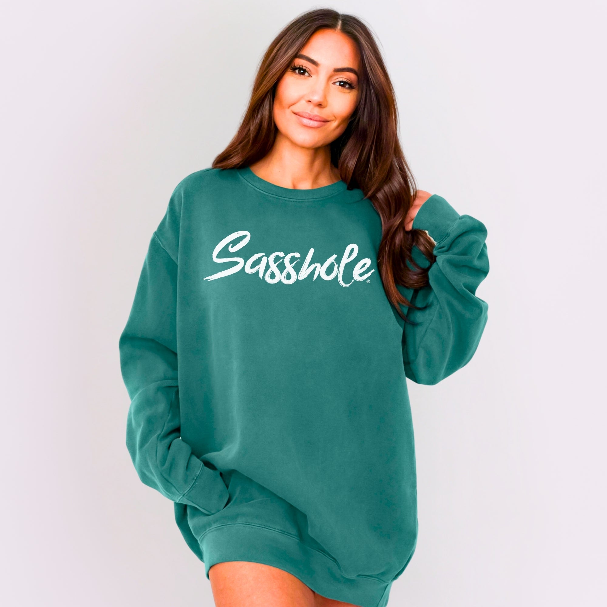 Image of Sasshole Women’s Relaxed Fit Comfort Colors® Sweatshirt – Funny Graphic Pullover for Women