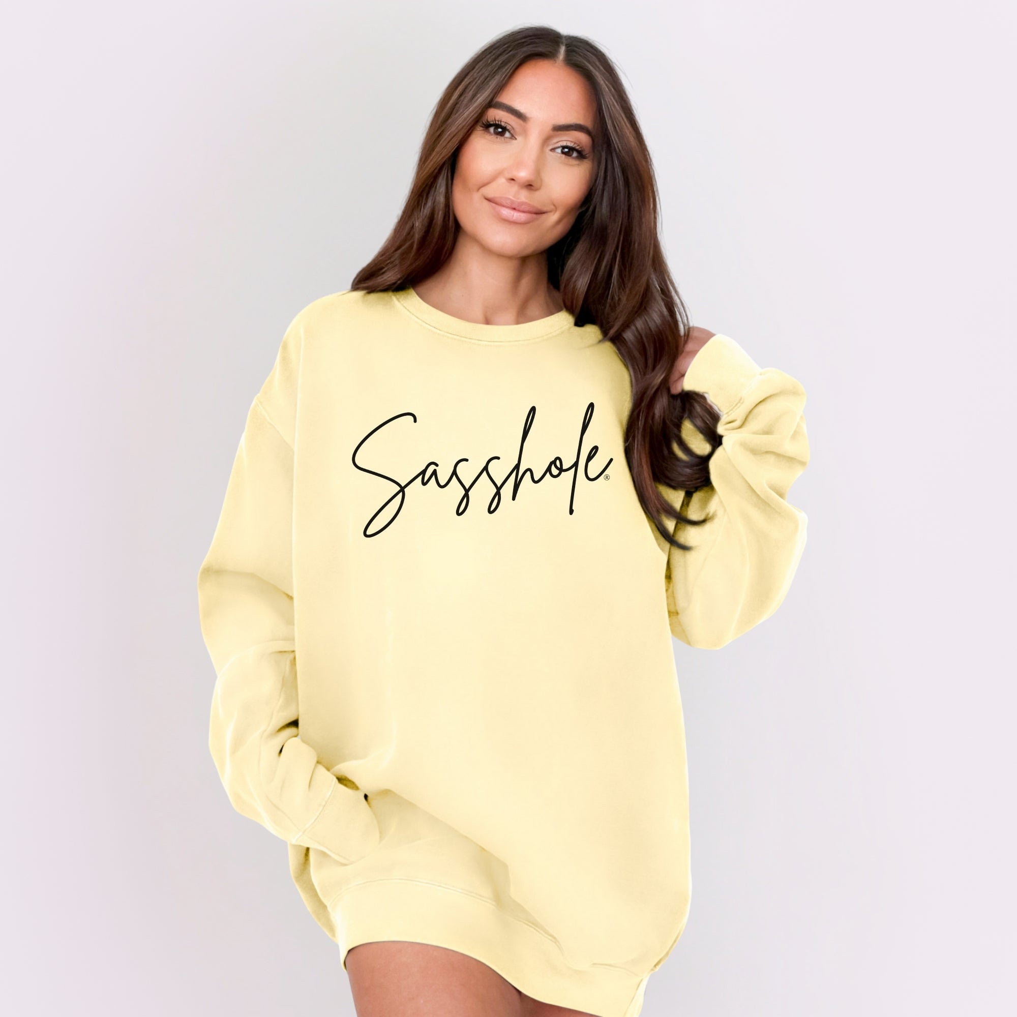 Image of Sasshole Women’s Relaxed Fit Graphic Sweatshirt – Comfort Colors® Funny Pullover