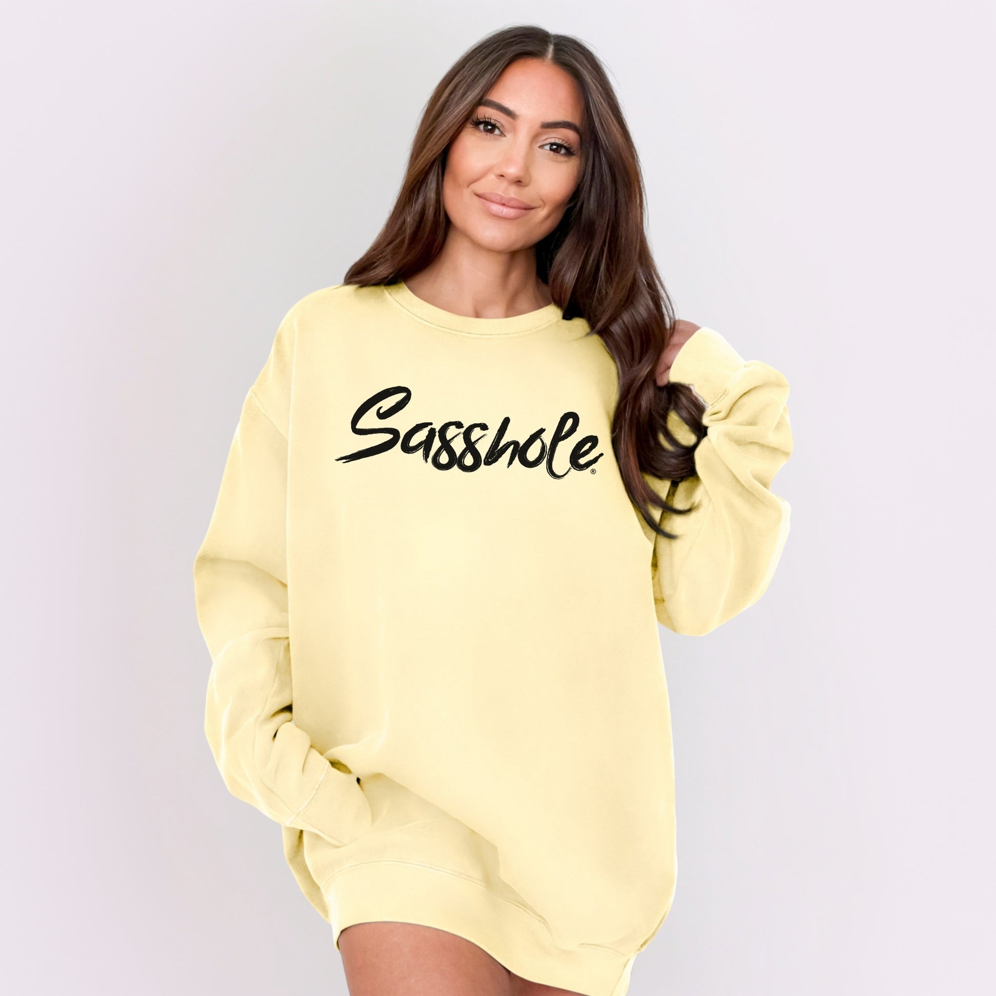 Sasshole Women’s Relaxed Fit Comfort Colors® Sweatshirt – Funny Graphic Pullover for Women