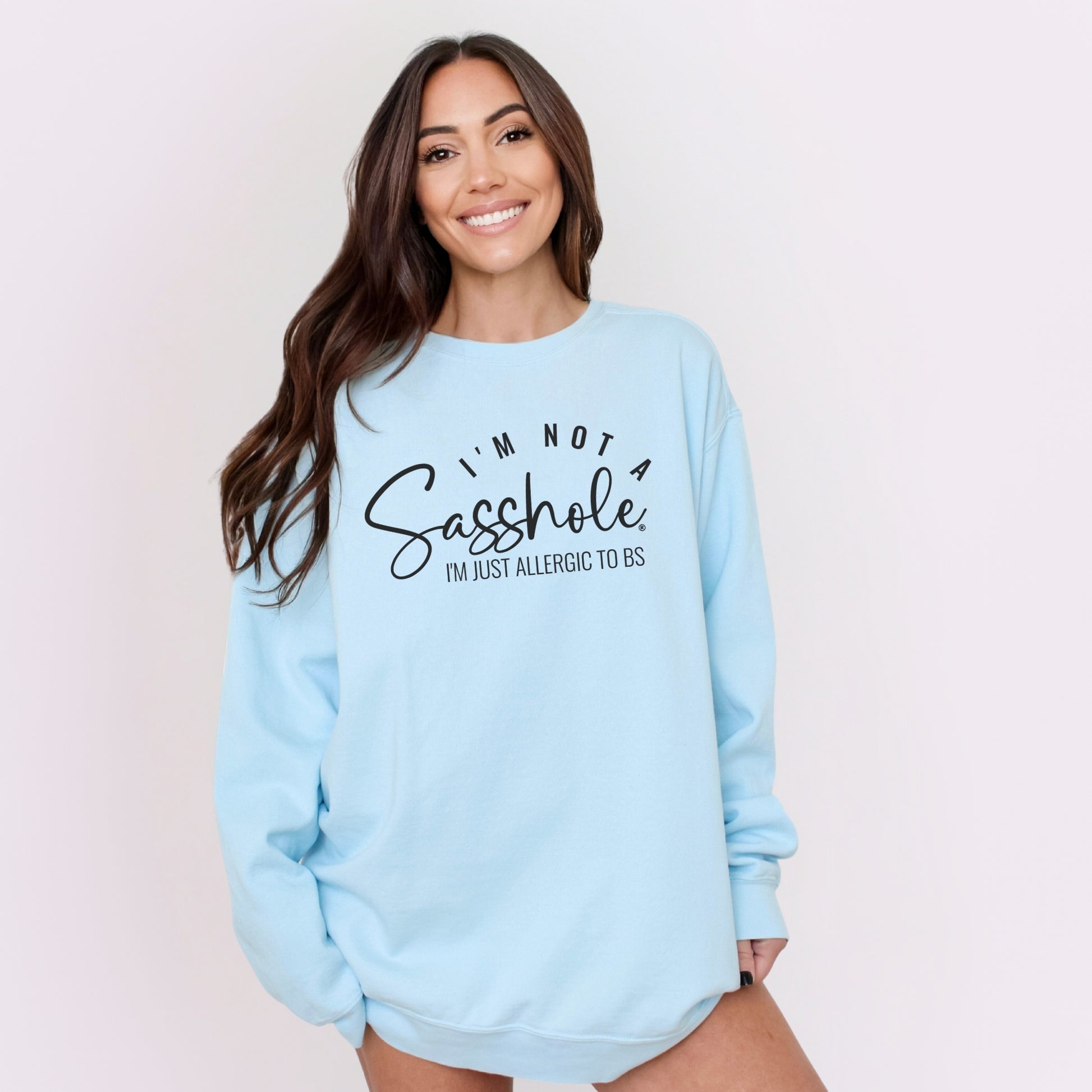 Sasshole Women’s Relaxed Fit Comfort Colors® Sweatshirt – I’m Not a Sasshole, Just Allergic to BS Pullover