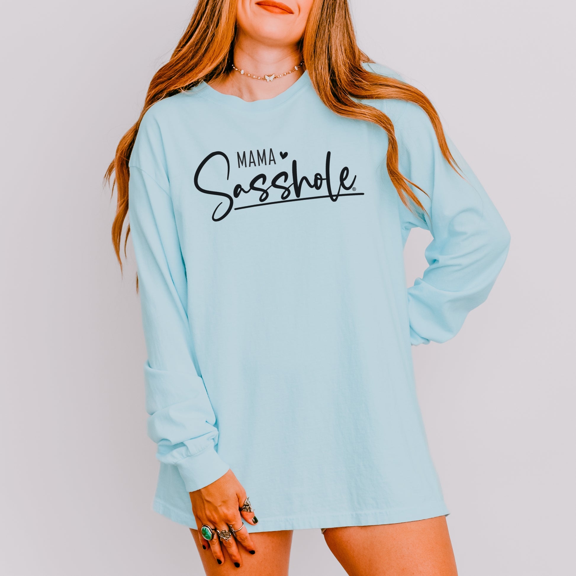 Mama Sasshole® Women’s Comfort Colors® Long Sleeve Tee – Funny Mom Graphic Shirt, Bold Statement Top