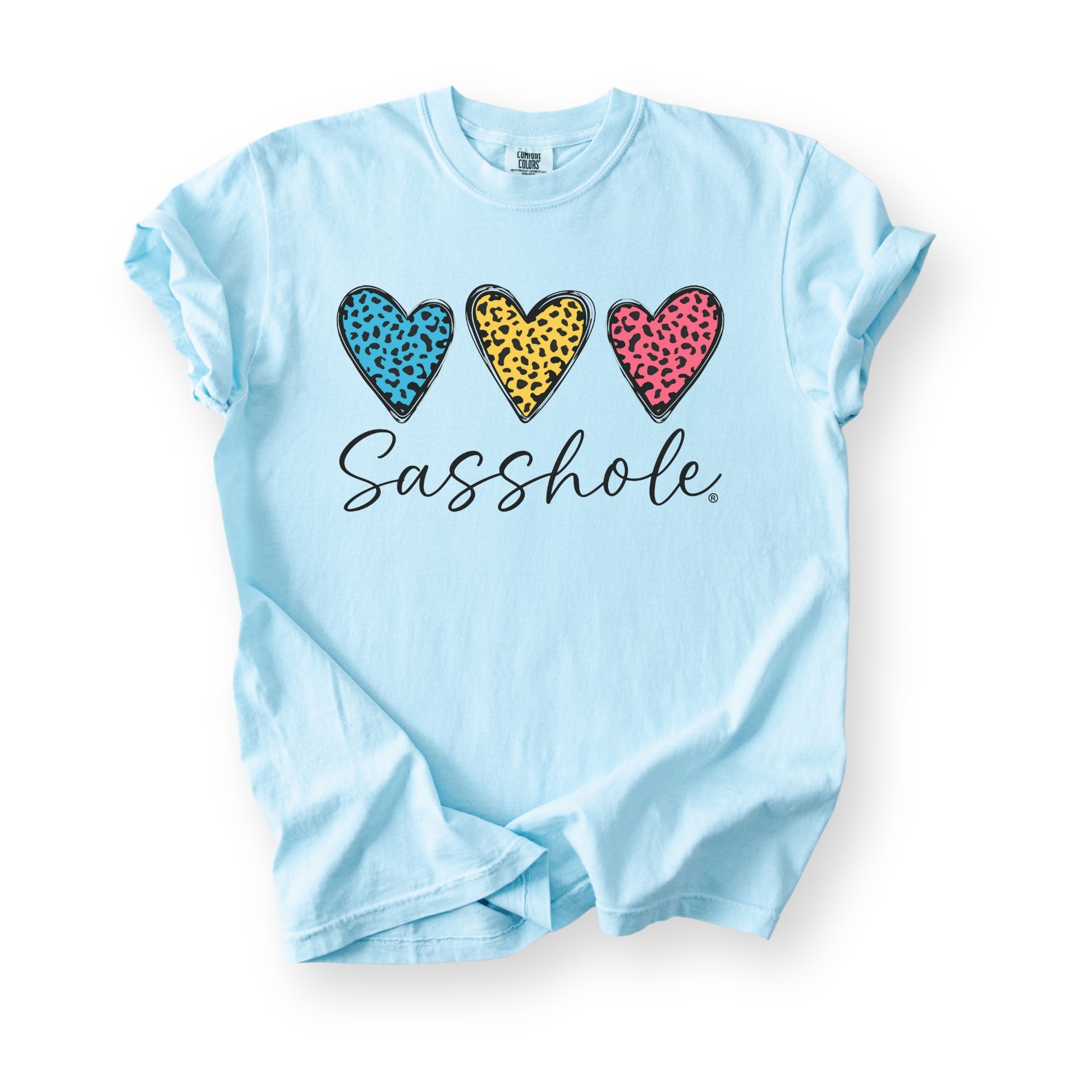 Sasshole Women’s Comfort Colors® Tee – “Triple Heart” Funny Graphic T-Shirt, Bold Statement Shirt