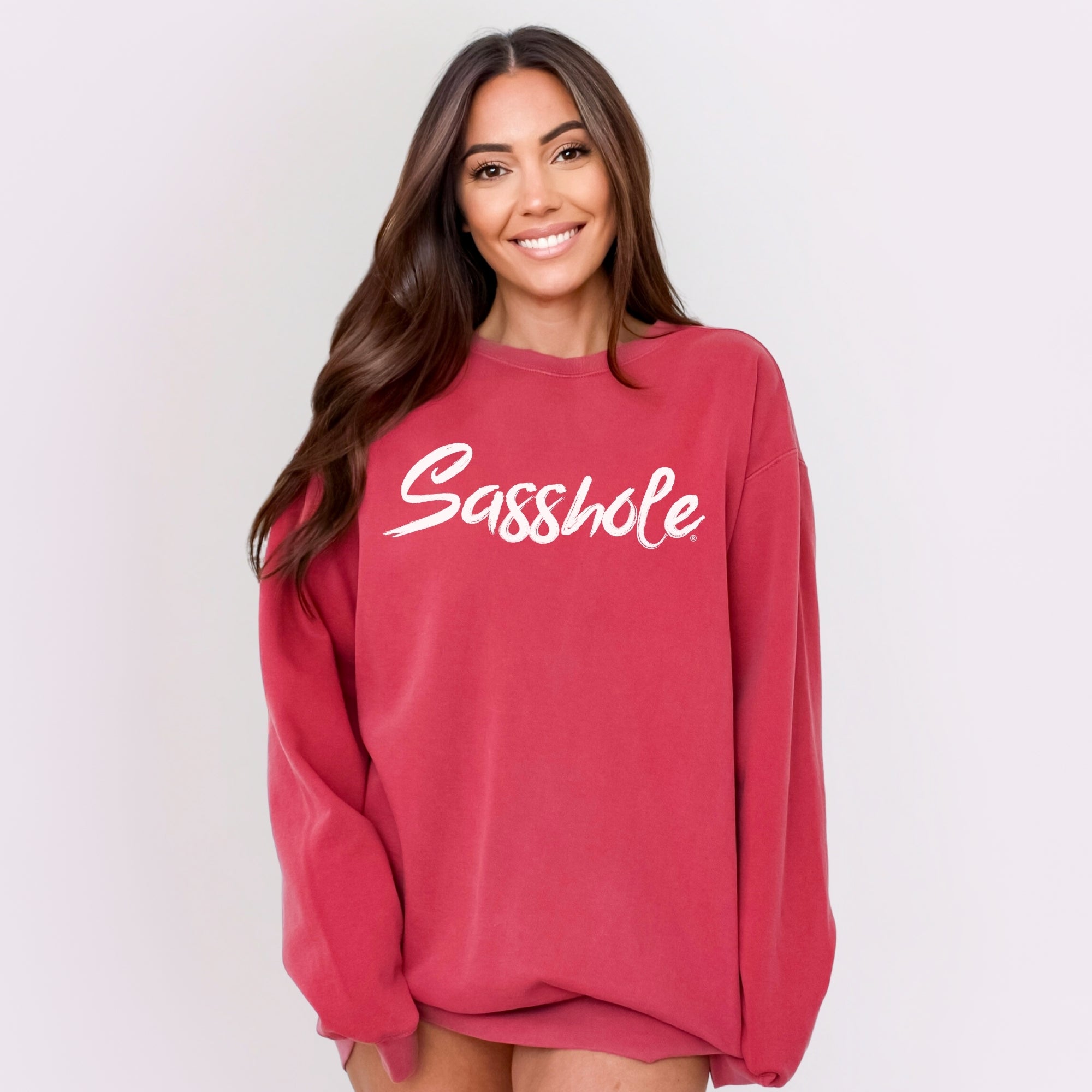 Image of Sasshole Women’s Relaxed Fit Comfort Colors® Sweatshirt – Funny Graphic Pullover for Women