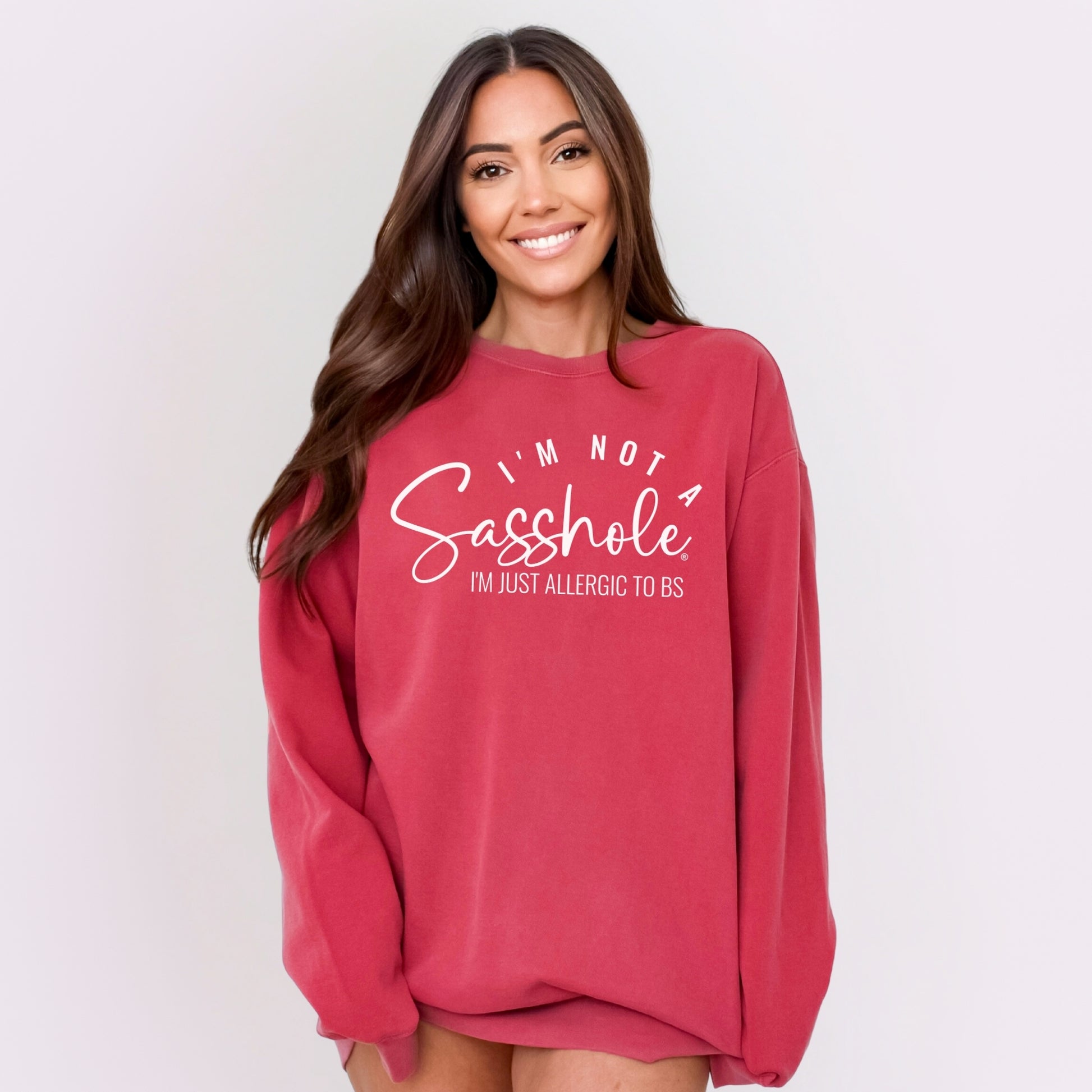 Sasshole Women’s Relaxed Fit Comfort Colors® Sweatshirt – I’m Not a Sasshole, Just Allergic to BS Pullover