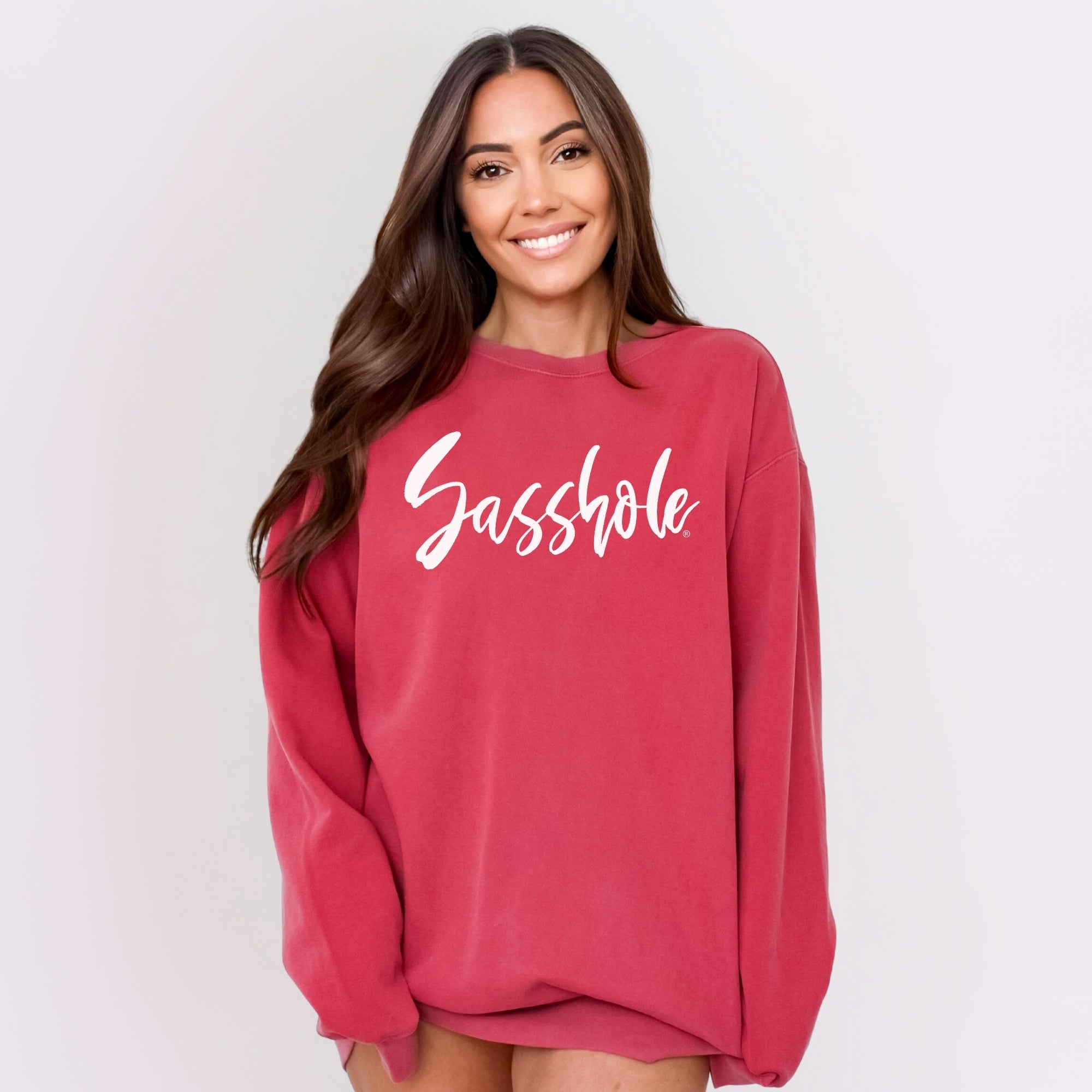 Image of Sasshole Women’s Relaxed Fit Comfort Colors® Sweatshirt – Funny Graphic Pullover