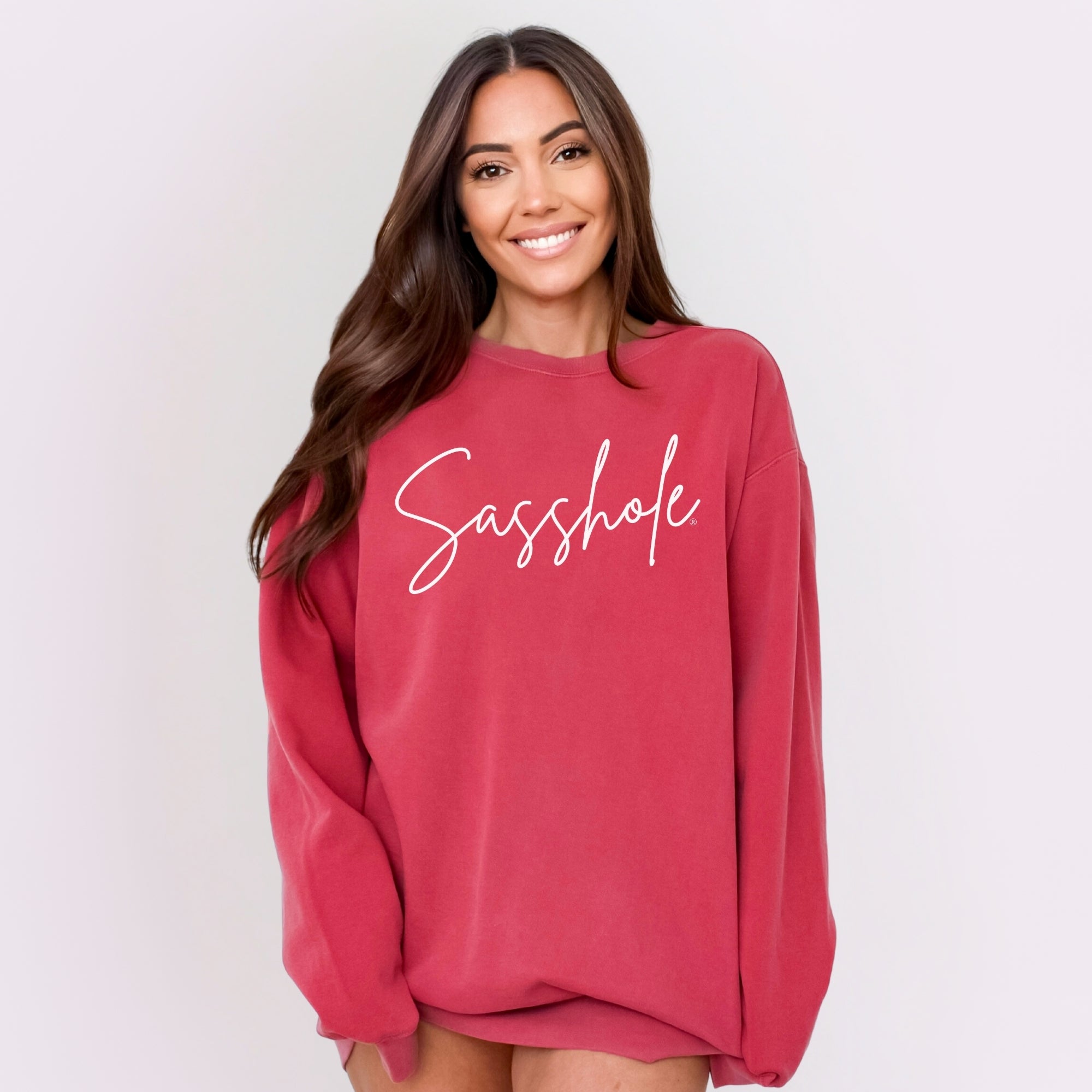 Image of Sasshole Women’s Relaxed Fit Graphic Sweatshirt – Comfort Colors® Funny Pullover