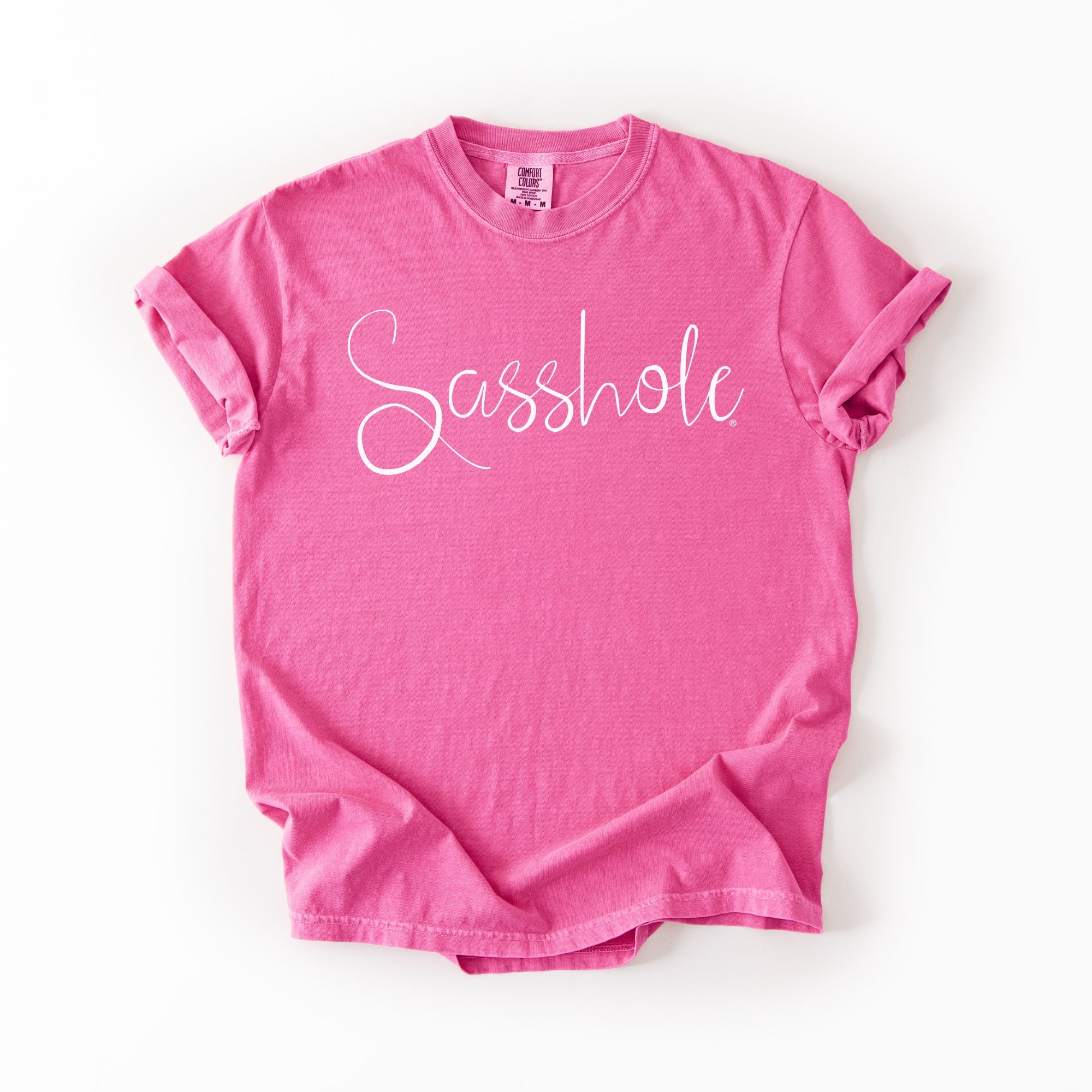Image of Sasshole Women’s Comfort Colors® Script Tee – Funny Graphic T-Shirt, Bold Statement Shirt (Relaxed Fit)