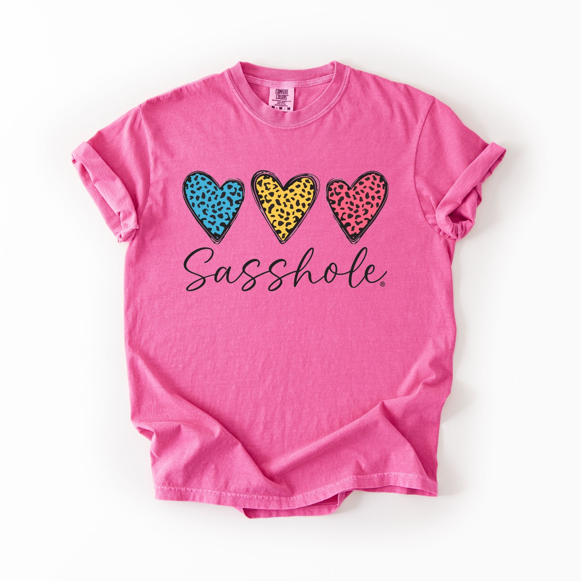 Sasshole Women’s Comfort Colors® Tee – “Triple Heart” Funny Graphic T-Shirt, Bold Statement Shirt