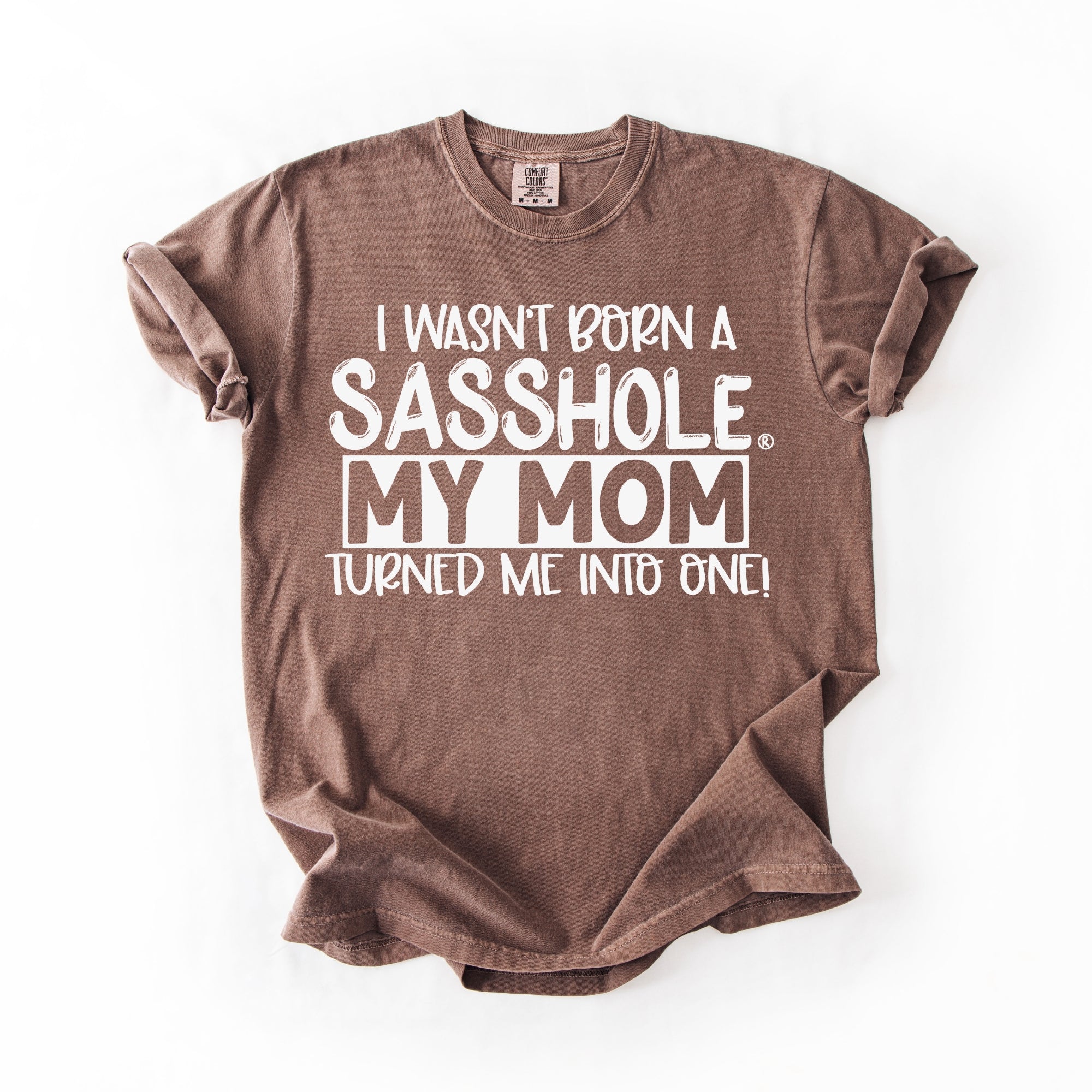 Image of Sasshole Women’s Comfort Colors® Tee – “Mom” Funny Graphic T-Shirt, Bold Statement Shirt for Women