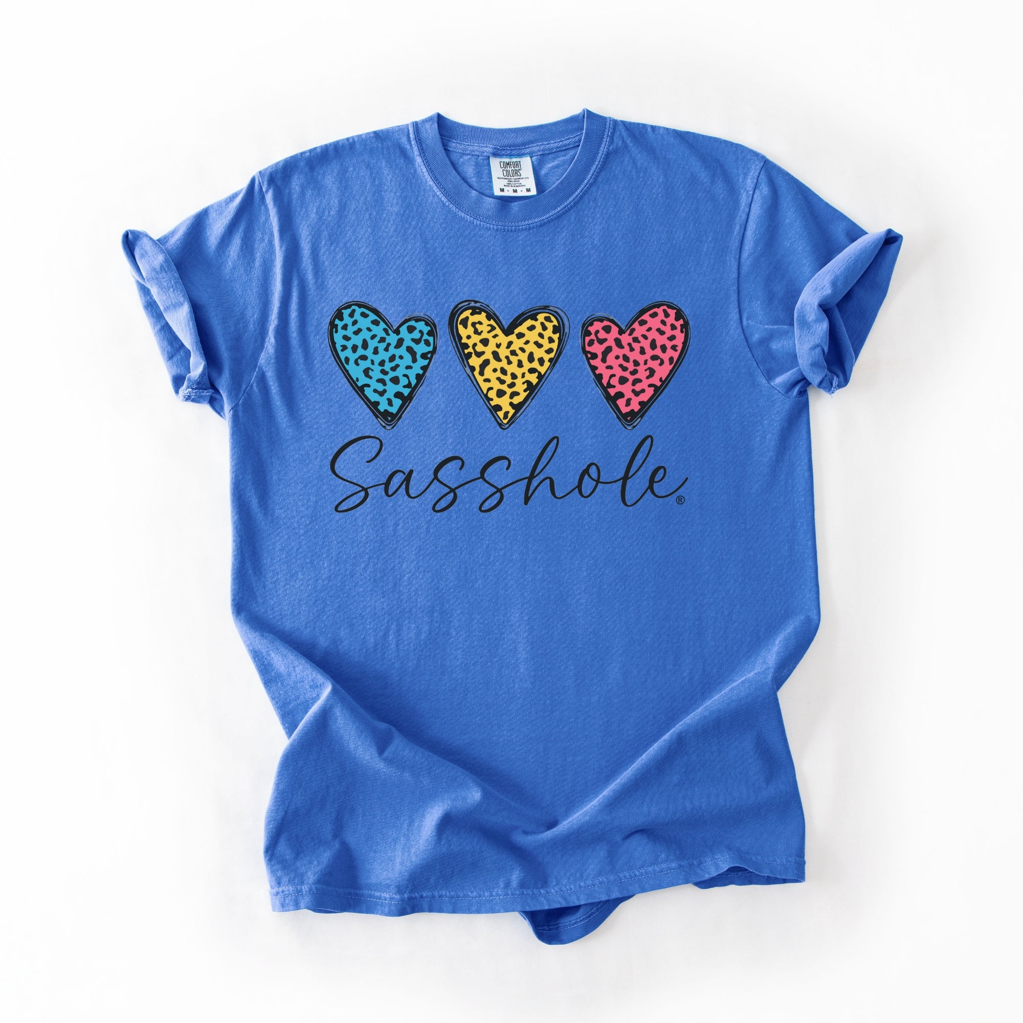 Image of Sasshole Women’s Comfort Colors® Tee – “Triple Heart” Funny Graphic T-Shirt, Bold Statement Shirt