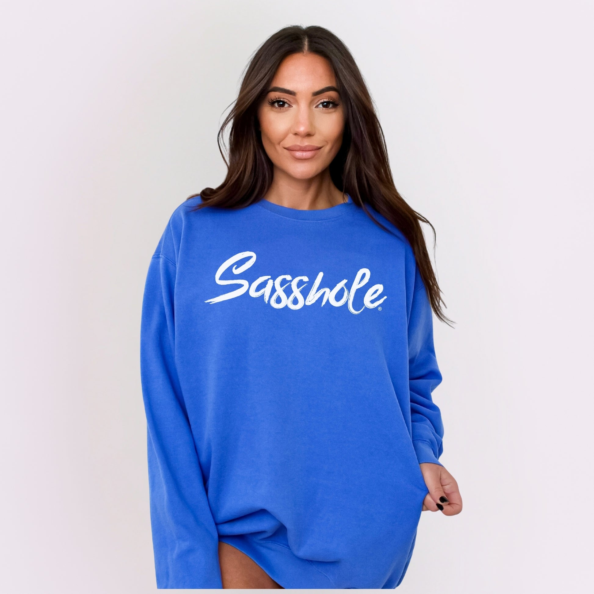 Sasshole Women’s Relaxed Fit Comfort Colors® Sweatshirt – Funny Graphic Pullover for Women