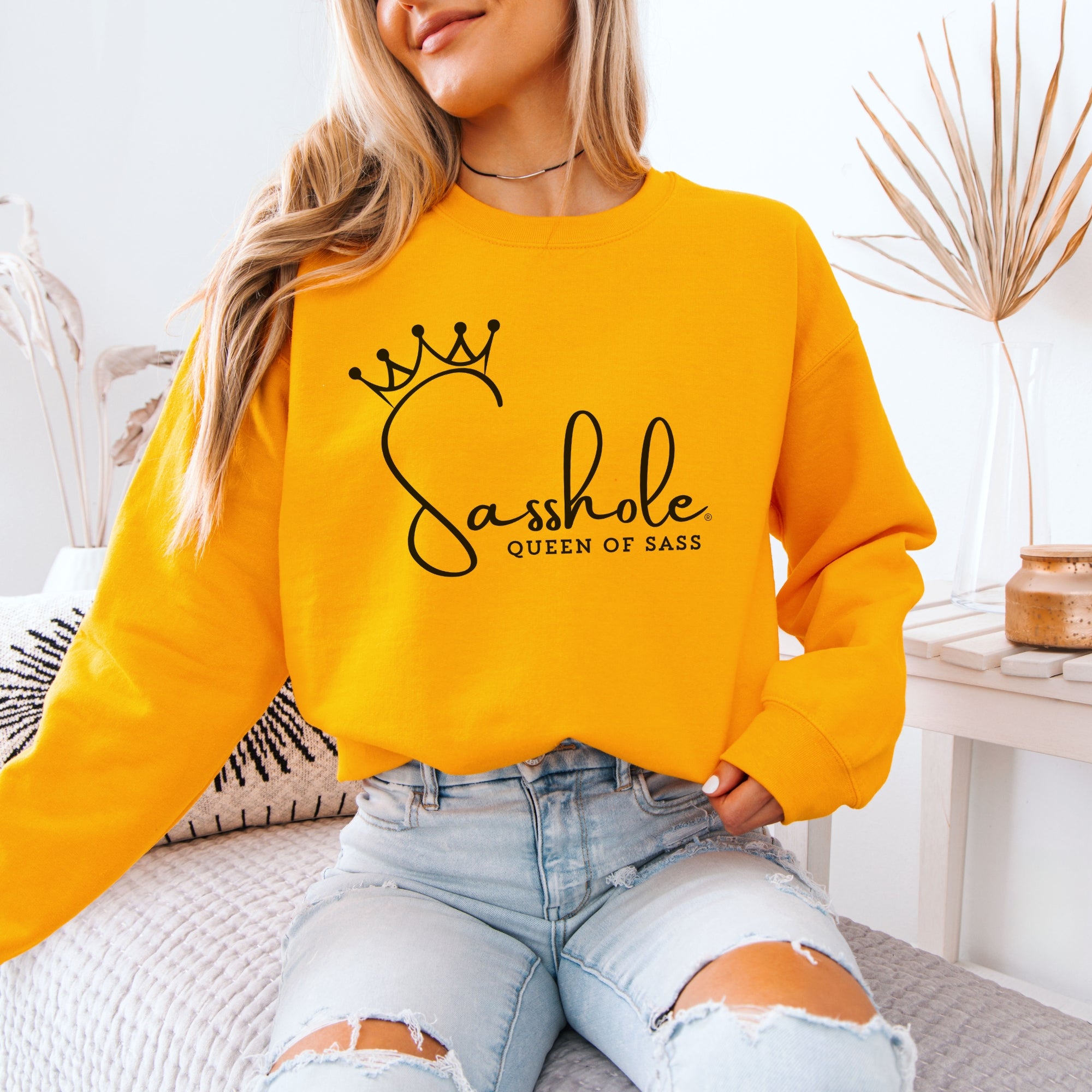 Image of Sass in Charge: Sasshole - Queen of Sass Women's Graphic Sweatshirts
