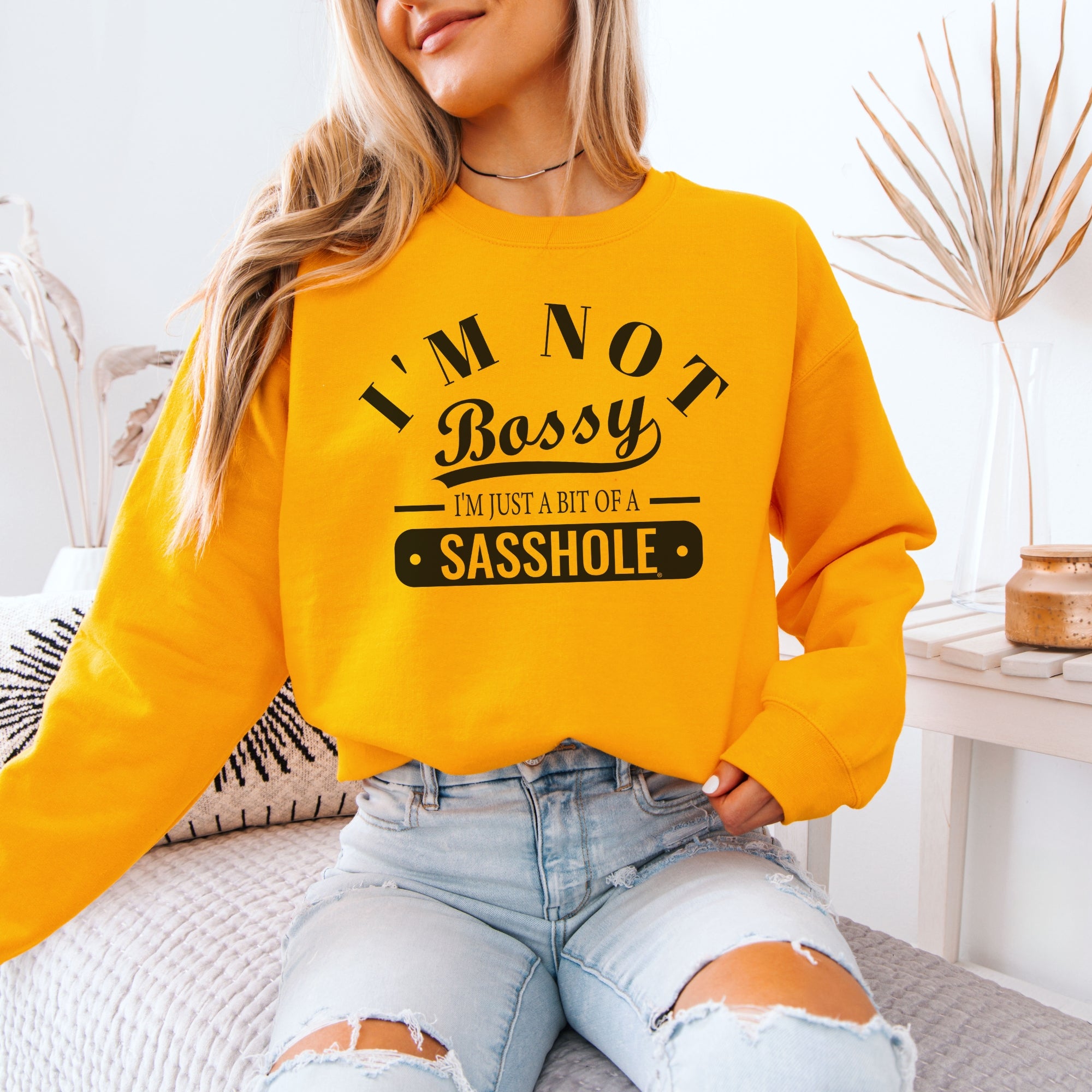 Image of Sasshole Women’s Classic Fit Sweatshirt – I’m Not Bossy Graphic Pullover