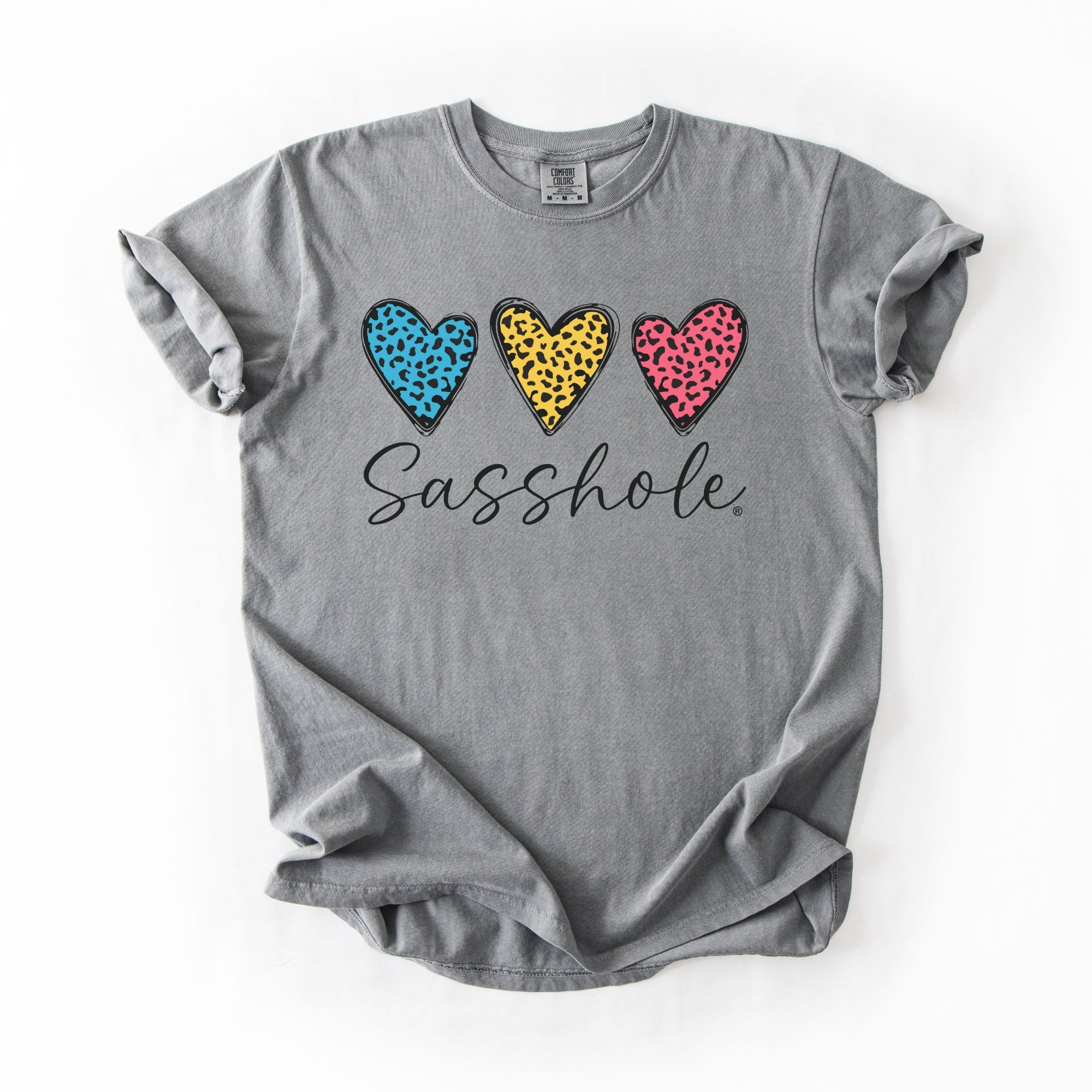 Image of Sasshole Women’s Comfort Colors® Tee – “Triple Heart” Funny Graphic T-Shirt, Bold Statement Shirt