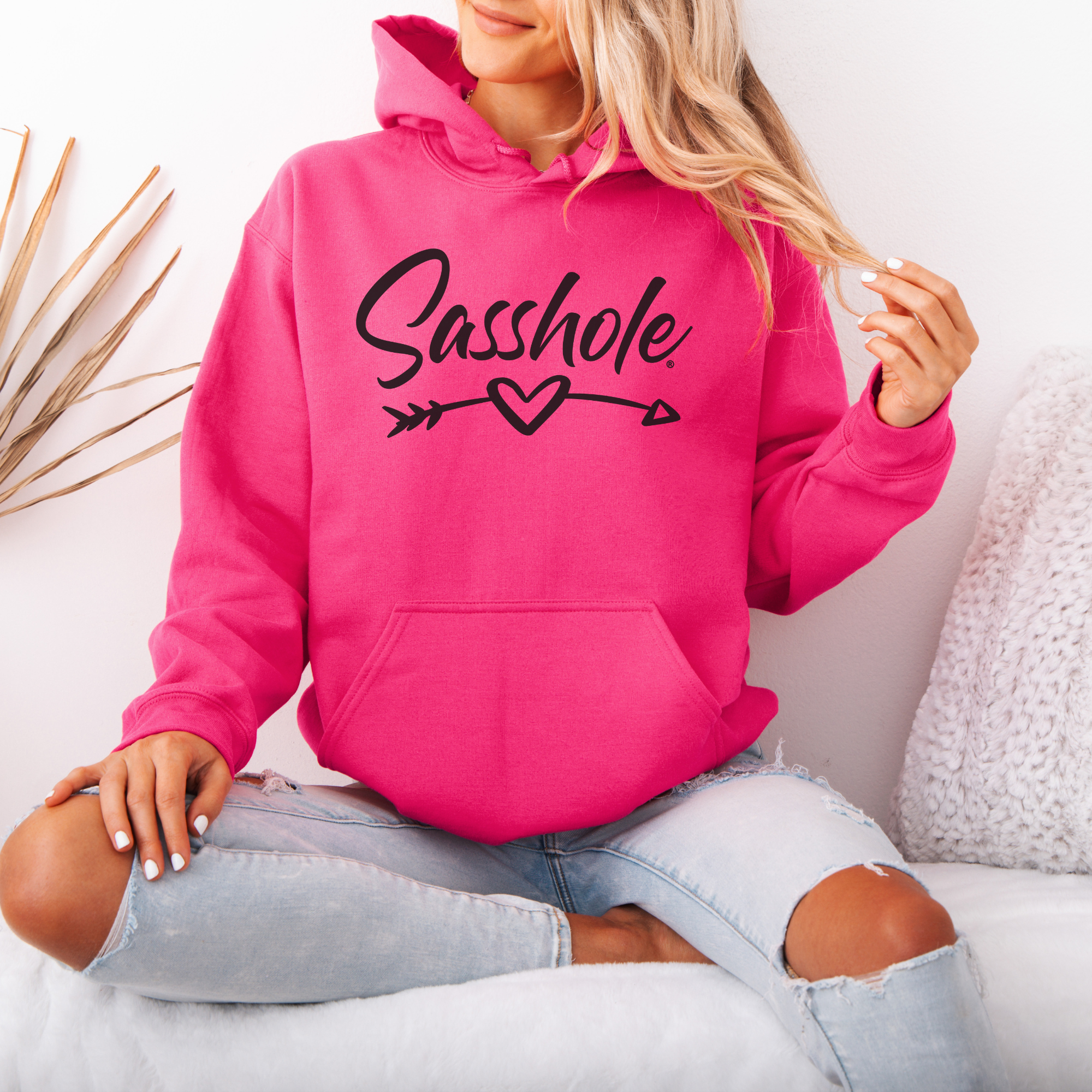Sasshole® Women’s Hoodie – Heart & Arrow Bold Graphic Pullover