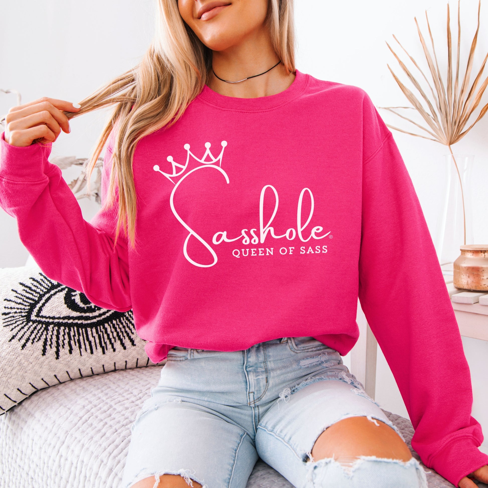 Sass in Charge: Sasshole - Queen of Sass Women's Graphic Sweatshirts