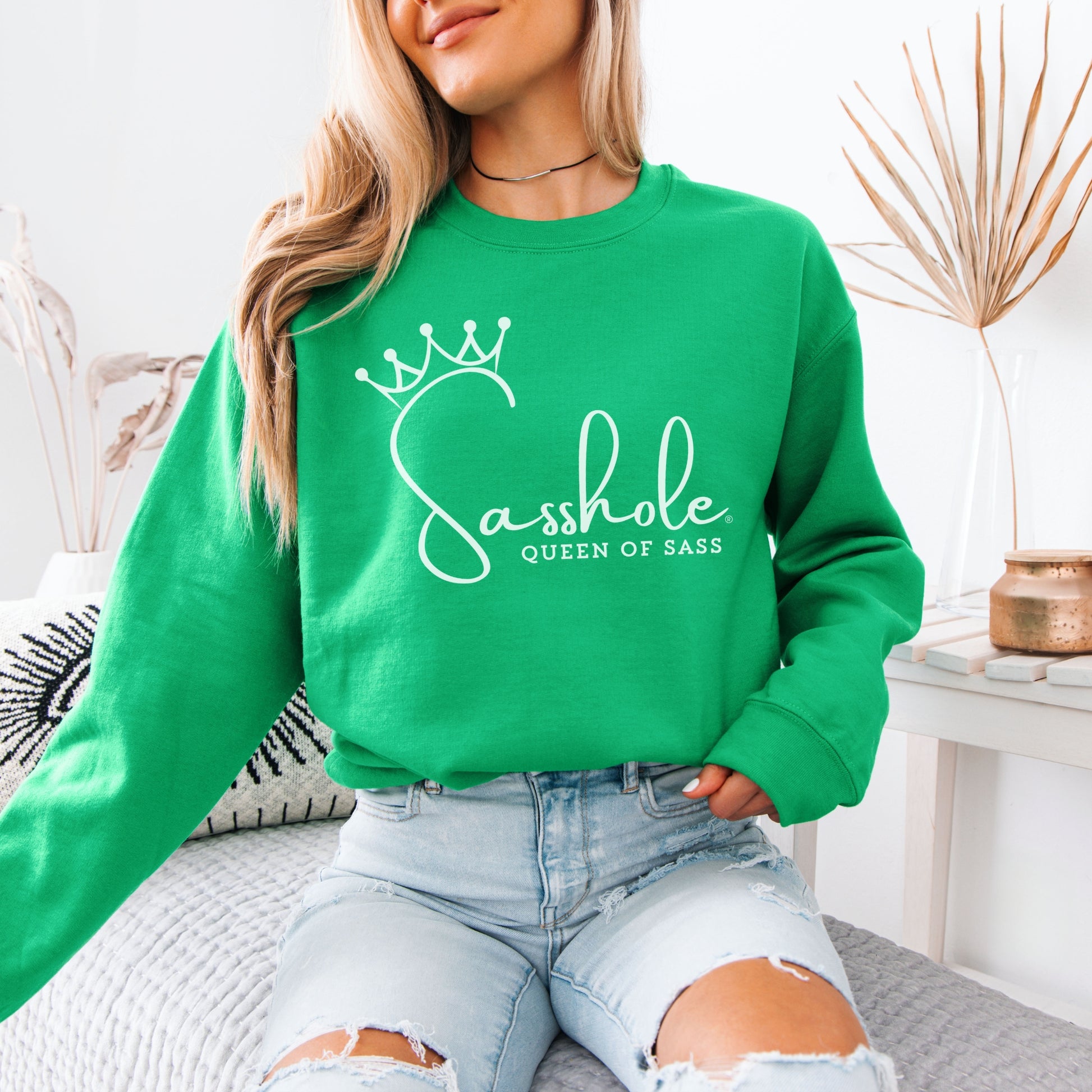 Sass in Charge: Sasshole - Queen of Sass Women's Graphic Sweatshirts
