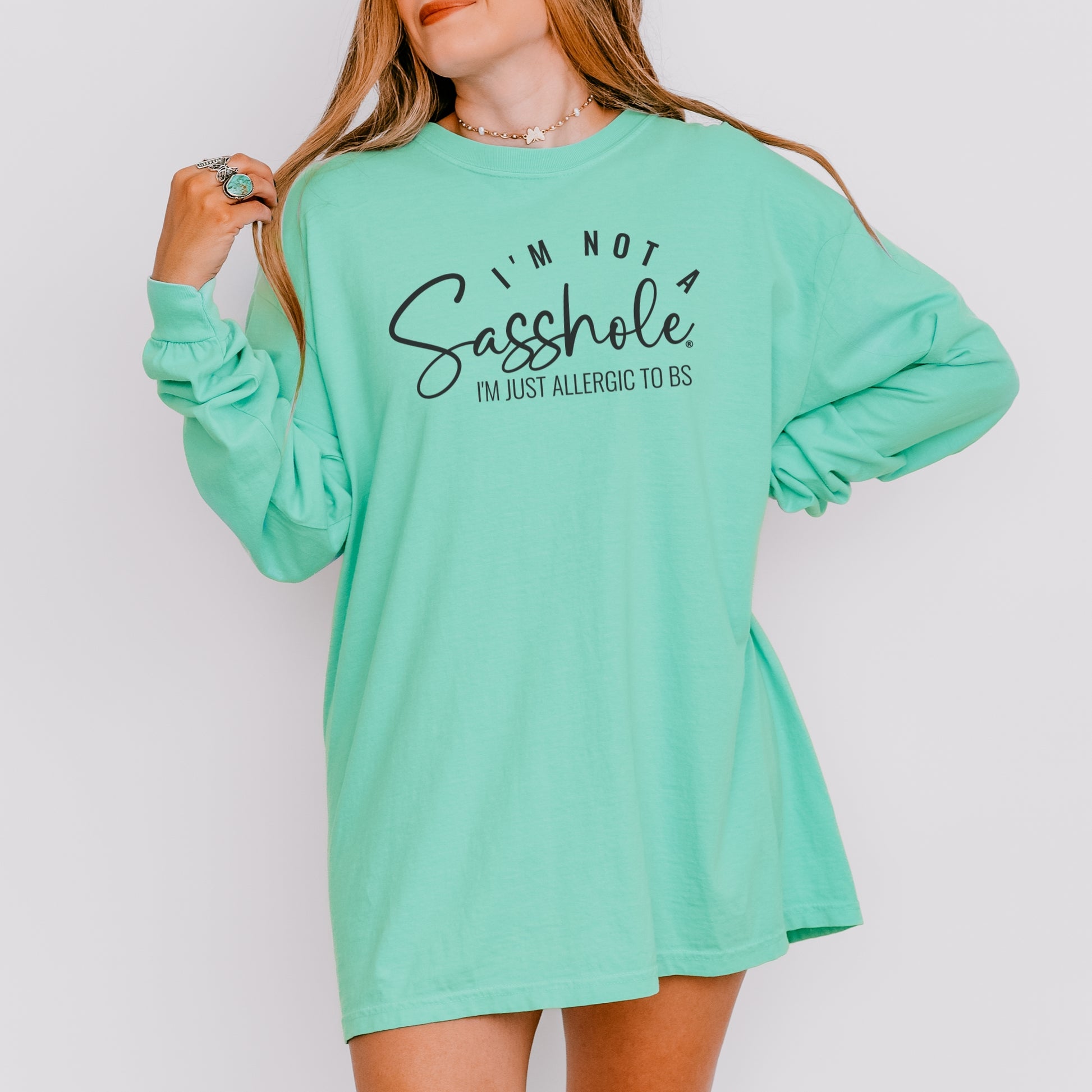 Sasshole® Long Sleeve Tee – I’m Not a Sasshole, I’m Just Allergic to BS - Comfort Colors® T-shirt