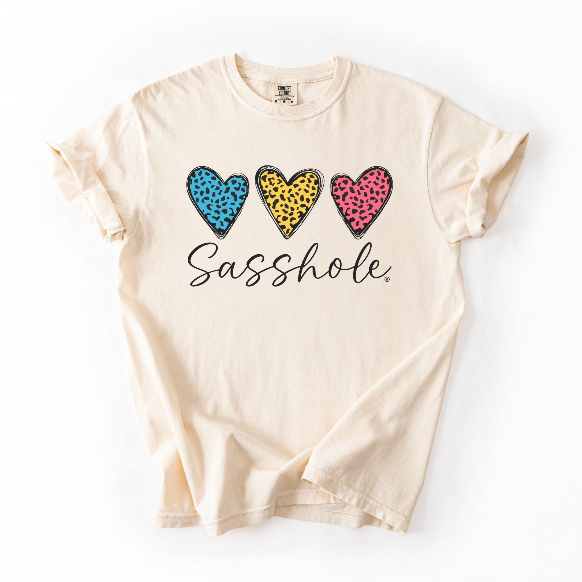 Image of Sasshole Women’s Comfort Colors® Tee – “Triple Heart” Funny Graphic T-Shirt, Bold Statement Shirt