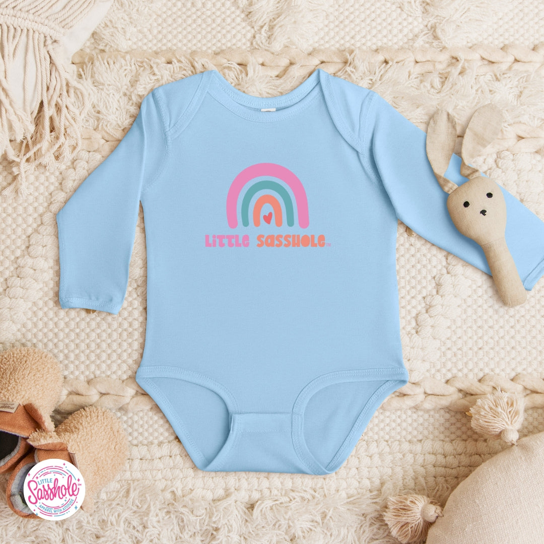 Image of Little Sasshole™ Pastel Rainbow Baby Bodysuit – Soft, Cute & Full of Attitude