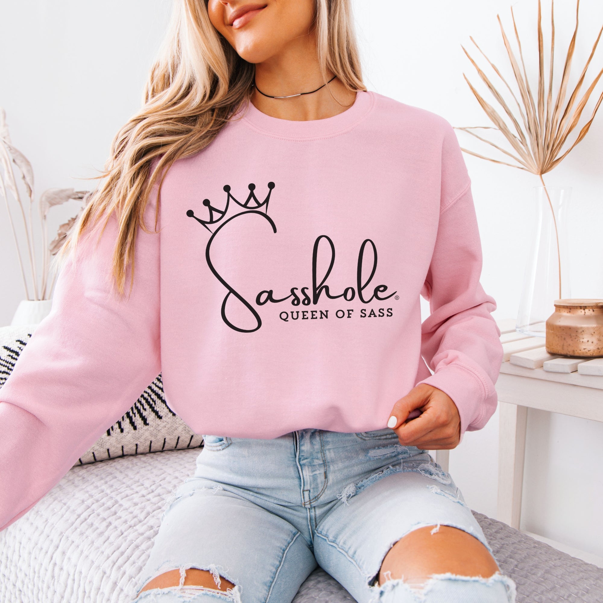 Image of Sass in Charge: Sasshole - Queen of Sass Women's Graphic Sweatshirts