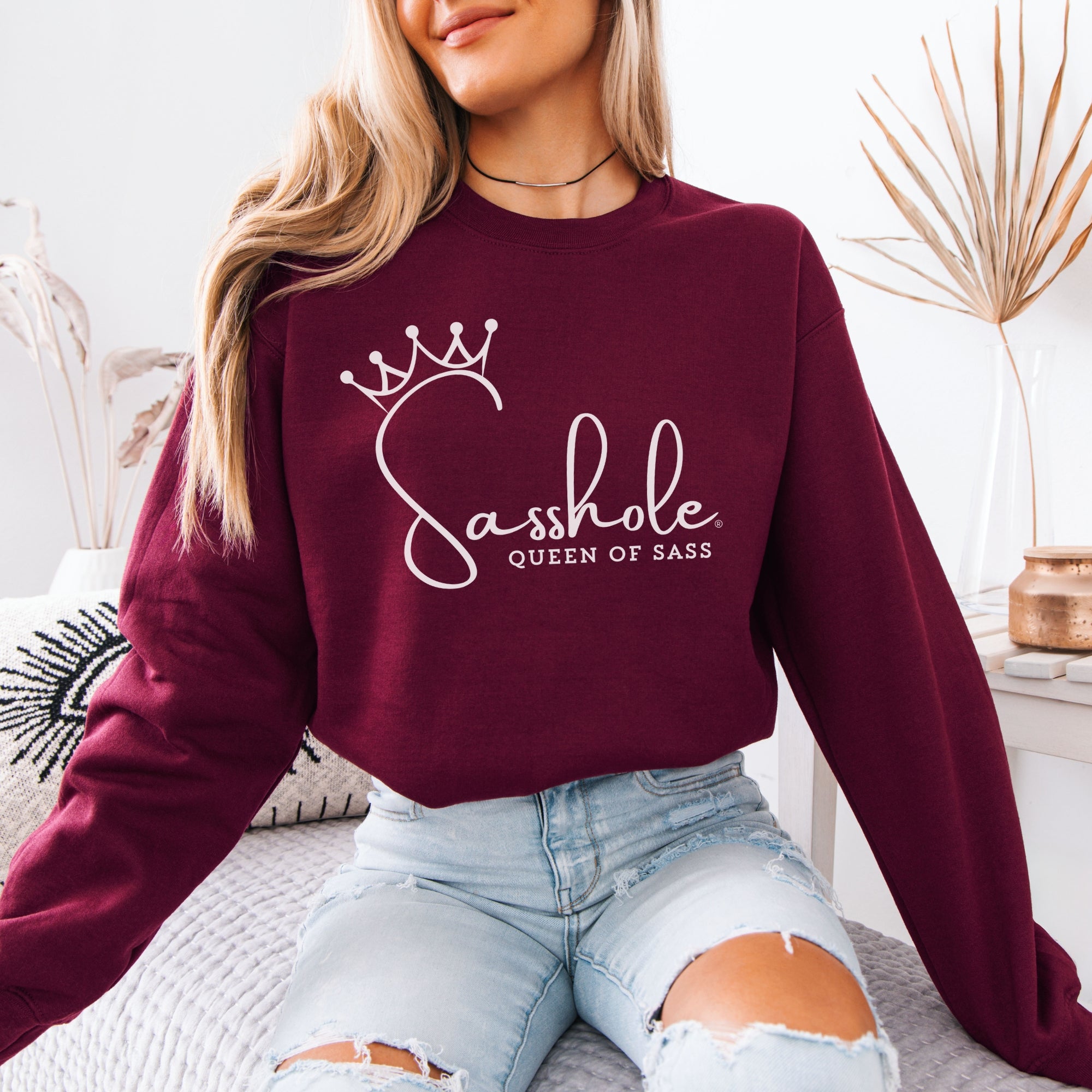 Image of Sass in Charge: Sasshole - Queen of Sass Women's Graphic Sweatshirts