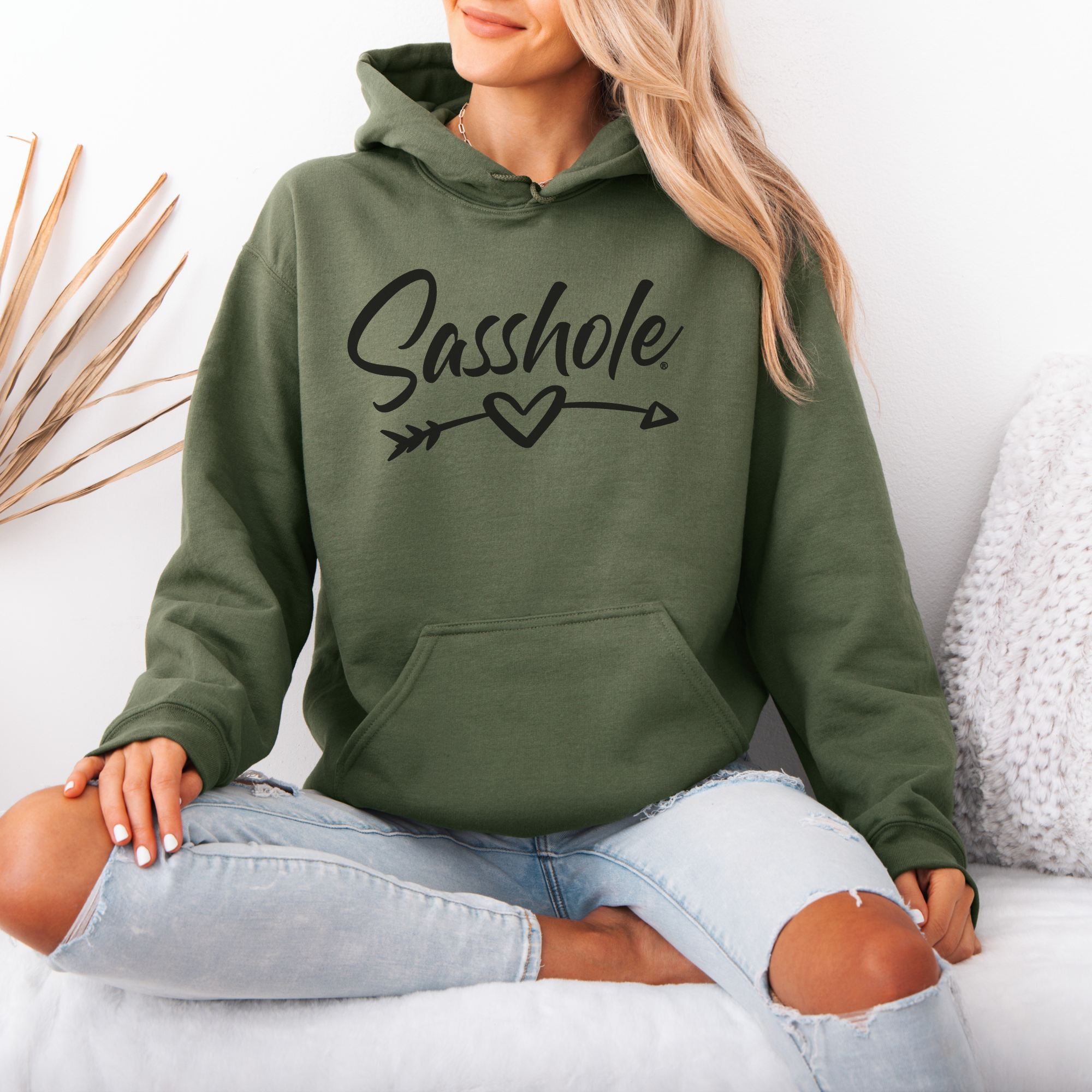 Sasshole® Women’s Hoodie – Heart & Arrow Bold Graphic Pullover
