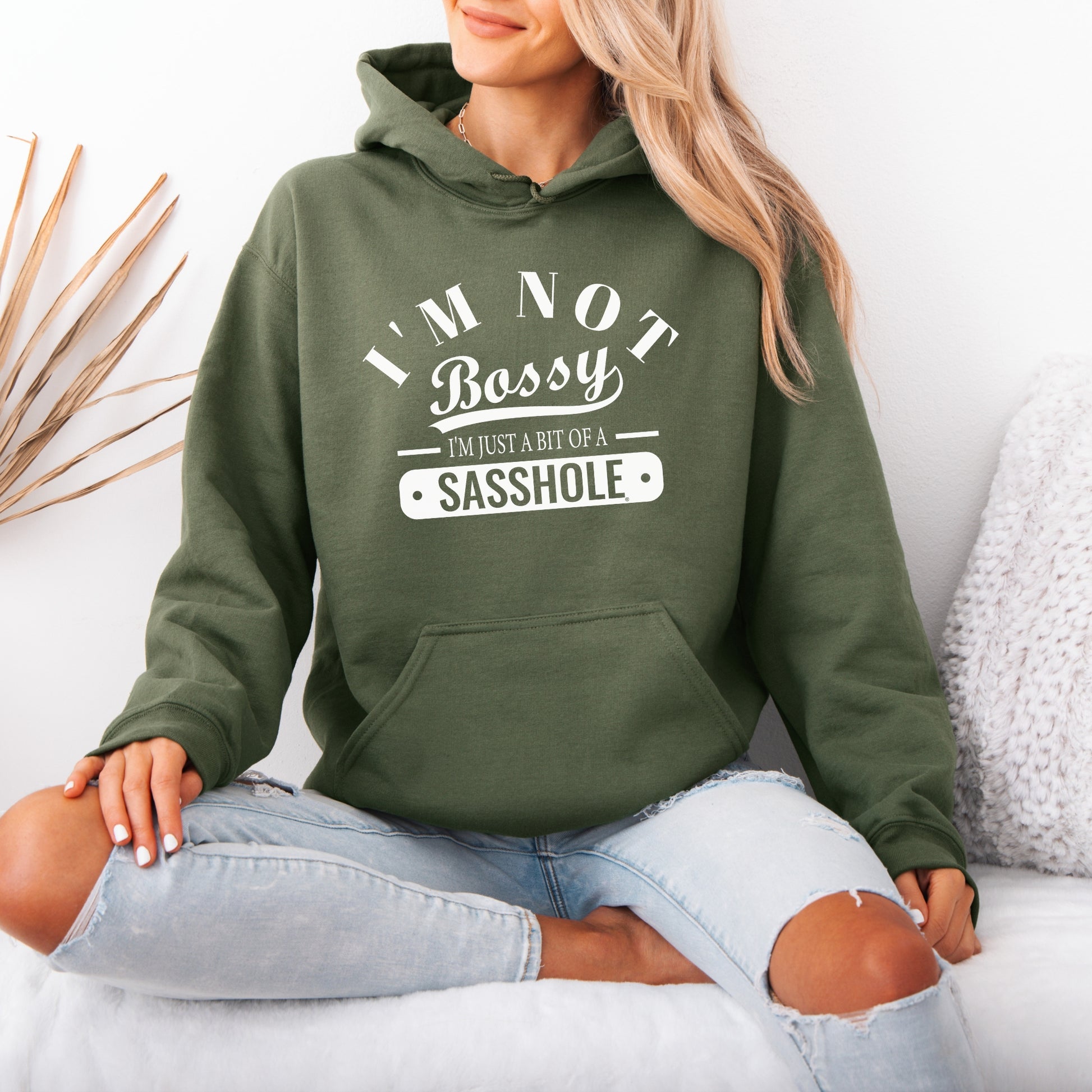 Sasshole® Women’s Hoodie – “I’m Not Bossy” Funny Graphic Pullover