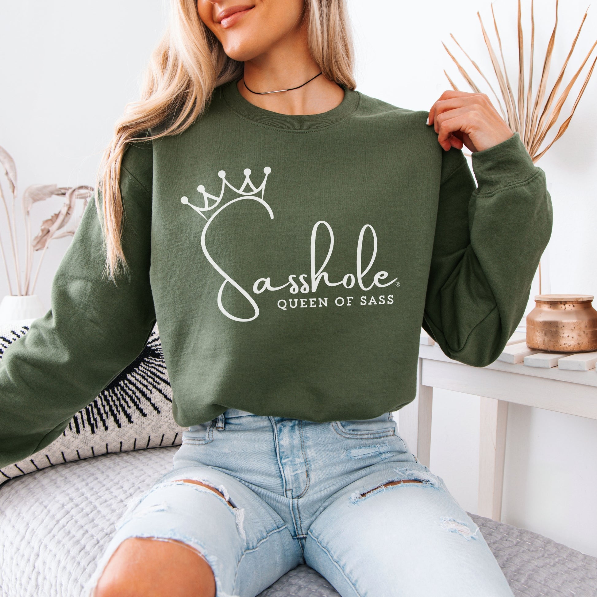 Sass in Charge: Sasshole - Queen of Sass Women's Graphic Sweatshirts