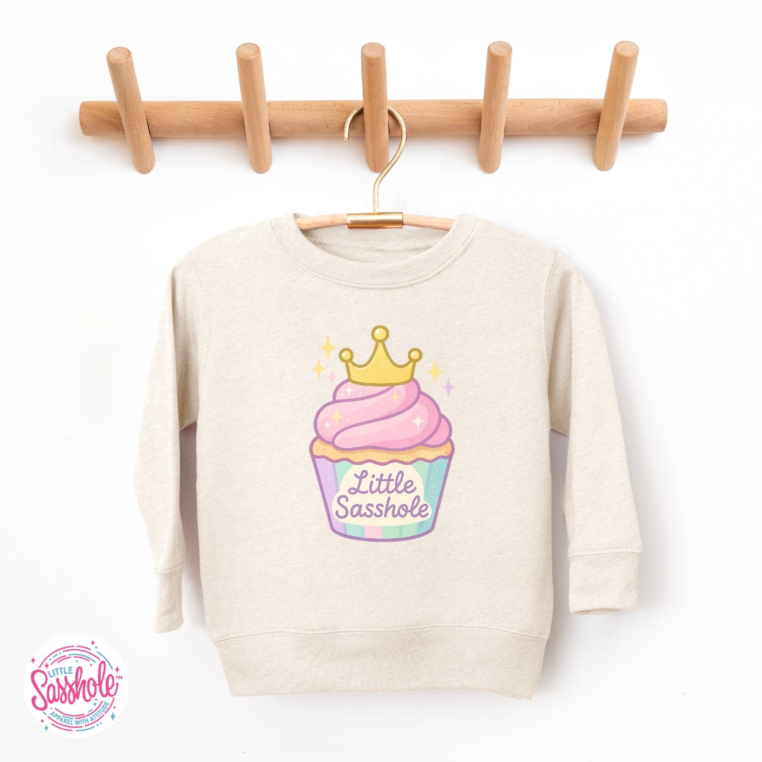 Little Sasshole™ Cupcake Crown Toddler Sweatshirt – Cute, Cozy & Sweet with Sass