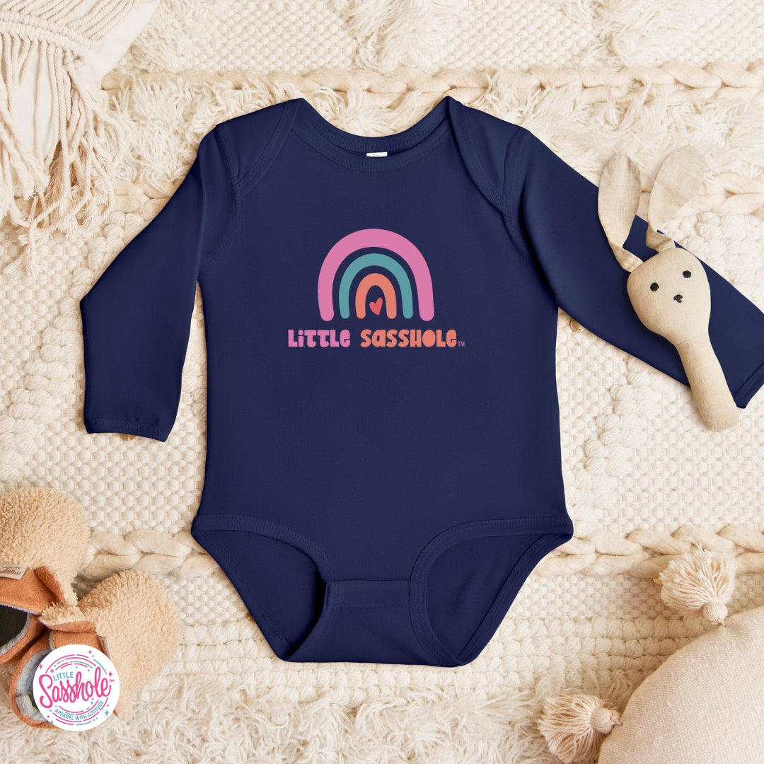 Image of Little Sasshole™ Pastel Rainbow Baby Bodysuit – Soft, Cute & Full of Attitude