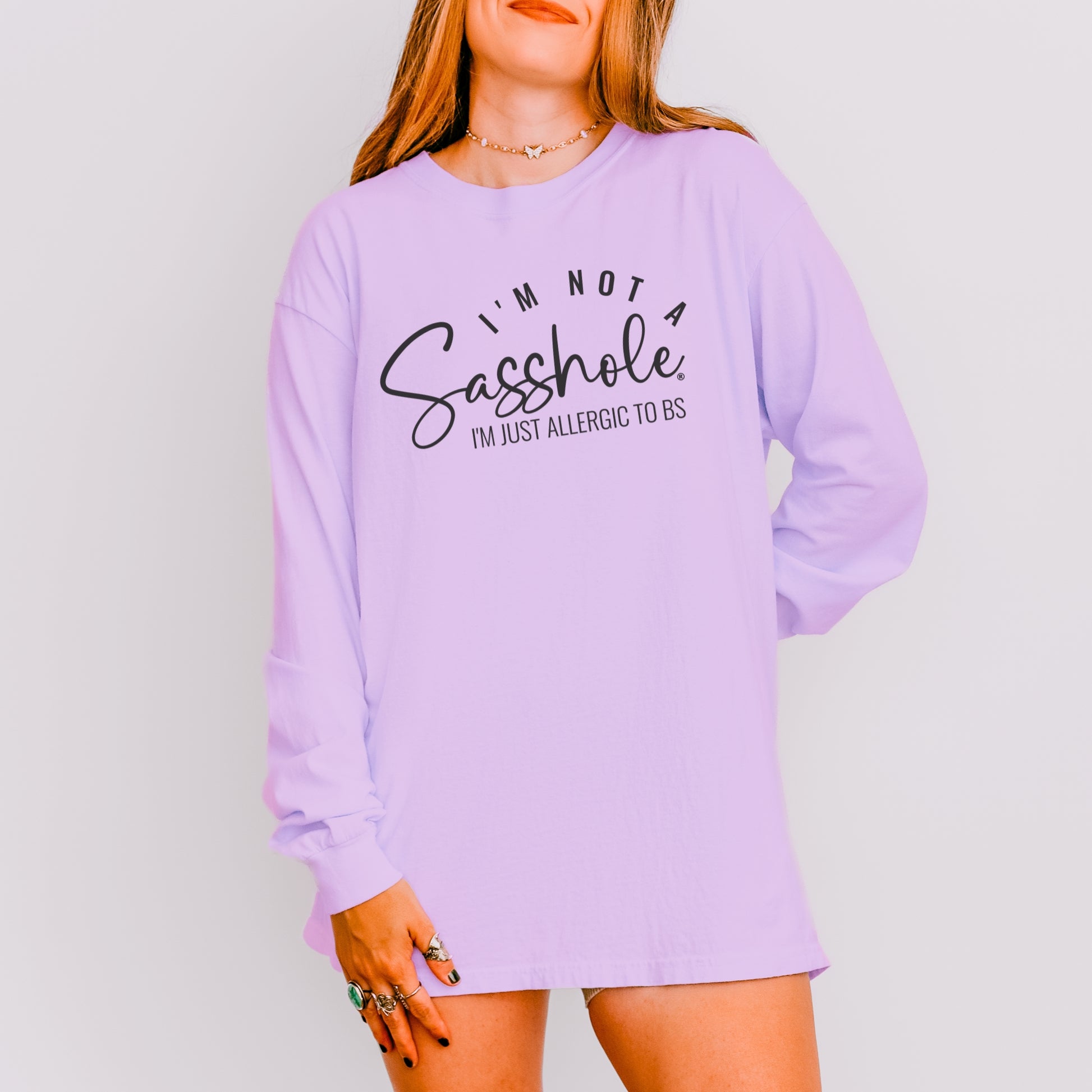 Sasshole® Long Sleeve Tee – I’m Not a Sasshole, I’m Just Allergic to BS - Comfort Colors® T-shirt