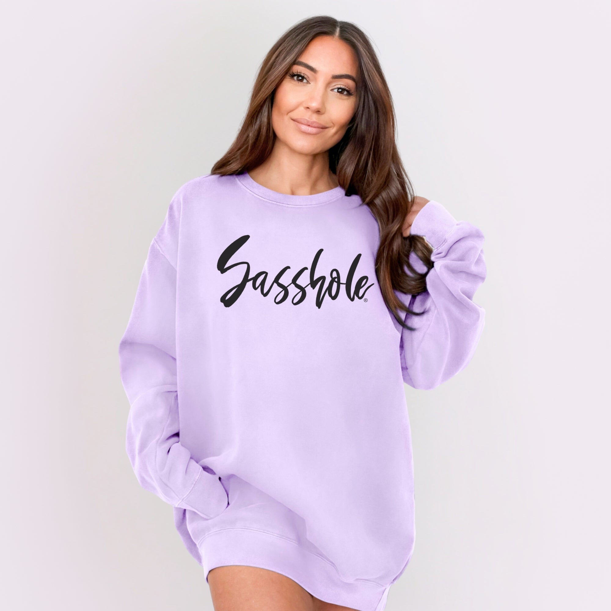 Image of Sasshole Women’s Relaxed Fit Comfort Colors® Sweatshirt – Funny Graphic Pullover