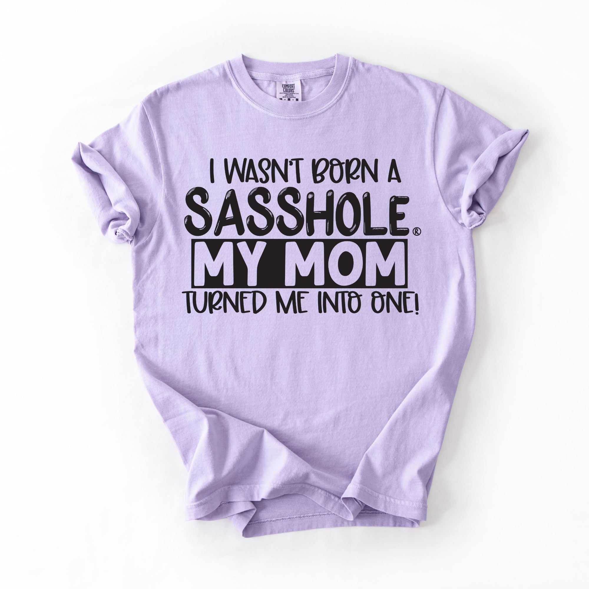 Image of Sasshole Women’s Comfort Colors® Tee – “Mom” Funny Graphic T-Shirt, Bold Statement Shirt for Women
