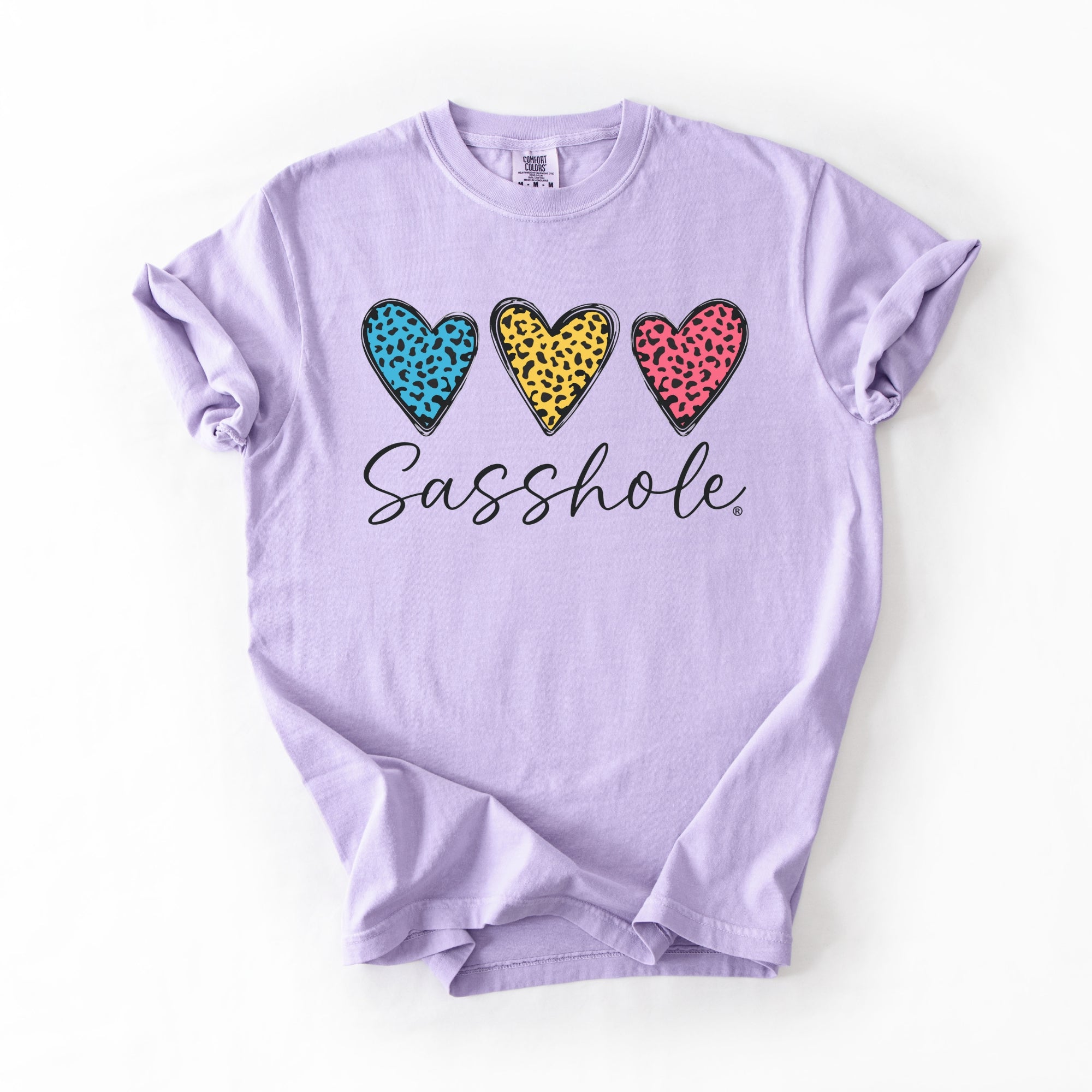 Image of Sasshole Women’s Comfort Colors® Tee – “Triple Heart” Funny Graphic T-Shirt, Bold Statement Shirt