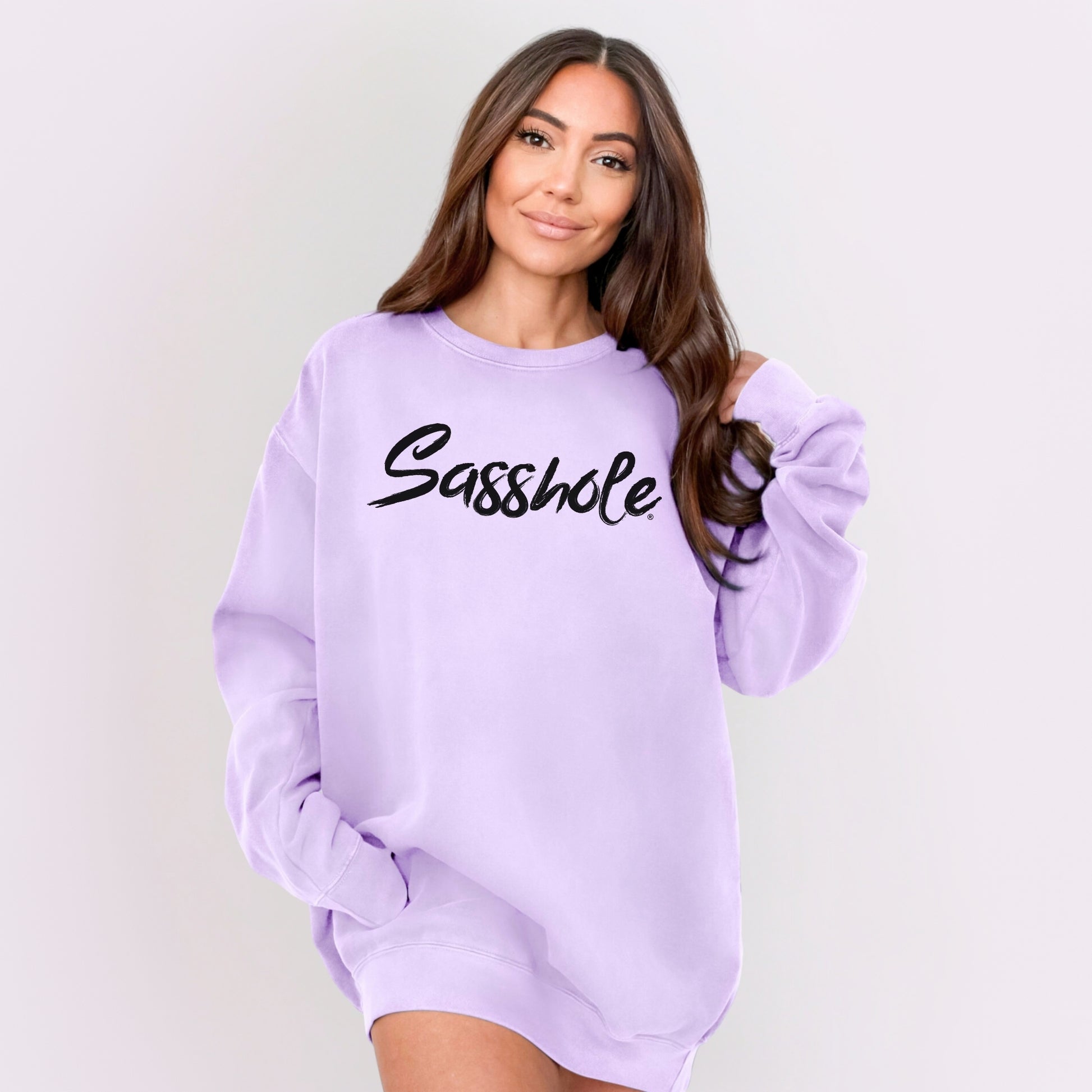 Sasshole Women’s Relaxed Fit Comfort Colors® Sweatshirt – Funny Graphic Pullover for Women
