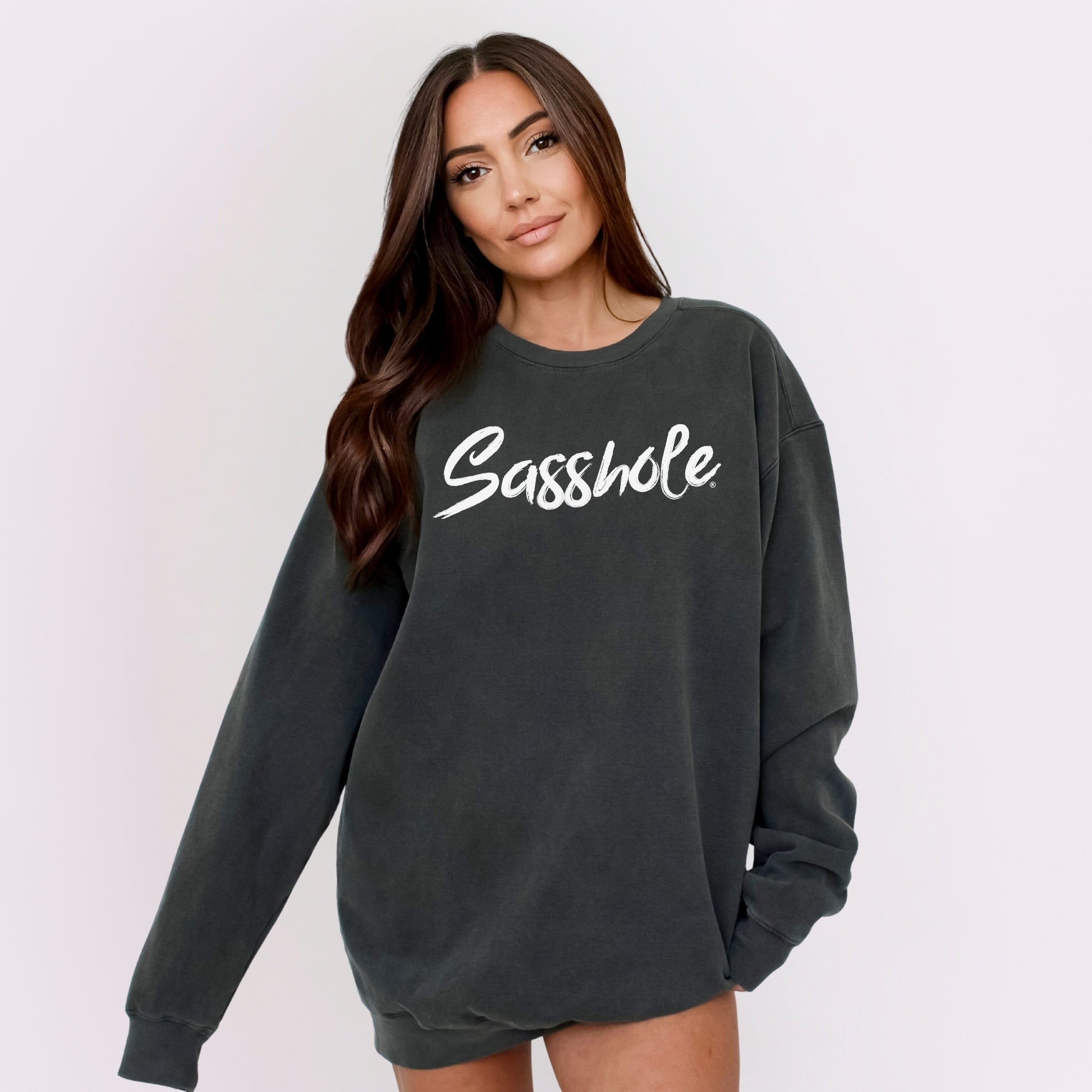 Sasshole Women’s Relaxed Fit Comfort Colors® Sweatshirt – Funny Graphic Pullover for Women
