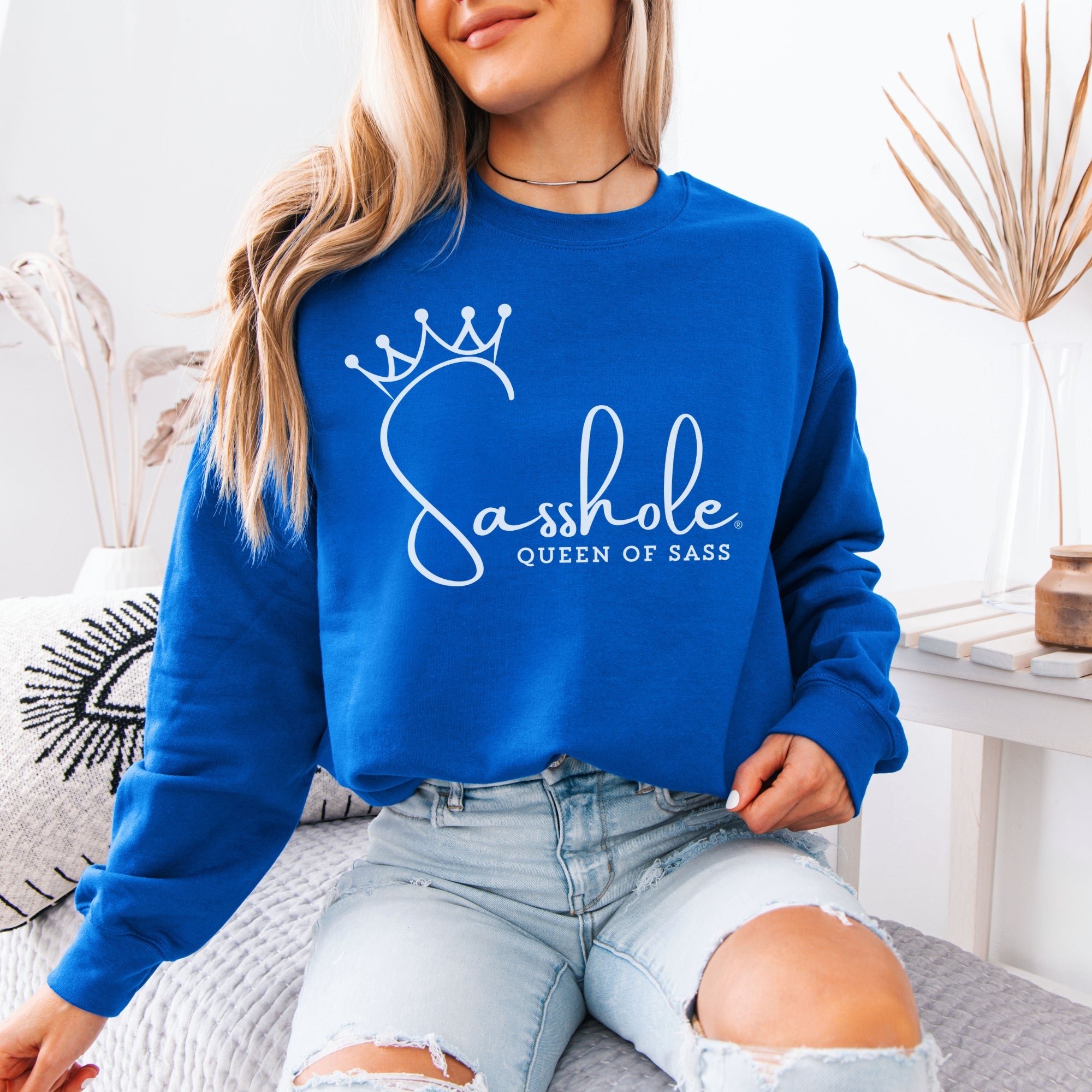 Image of Sass in Charge: Sasshole - Queen of Sass Women's Graphic Sweatshirts