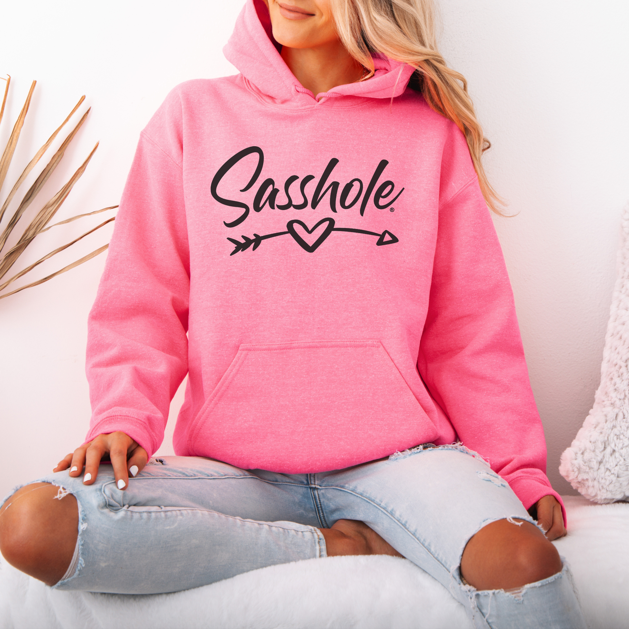 Sasshole® Women’s Hoodie – Heart & Arrow Bold Graphic Pullover