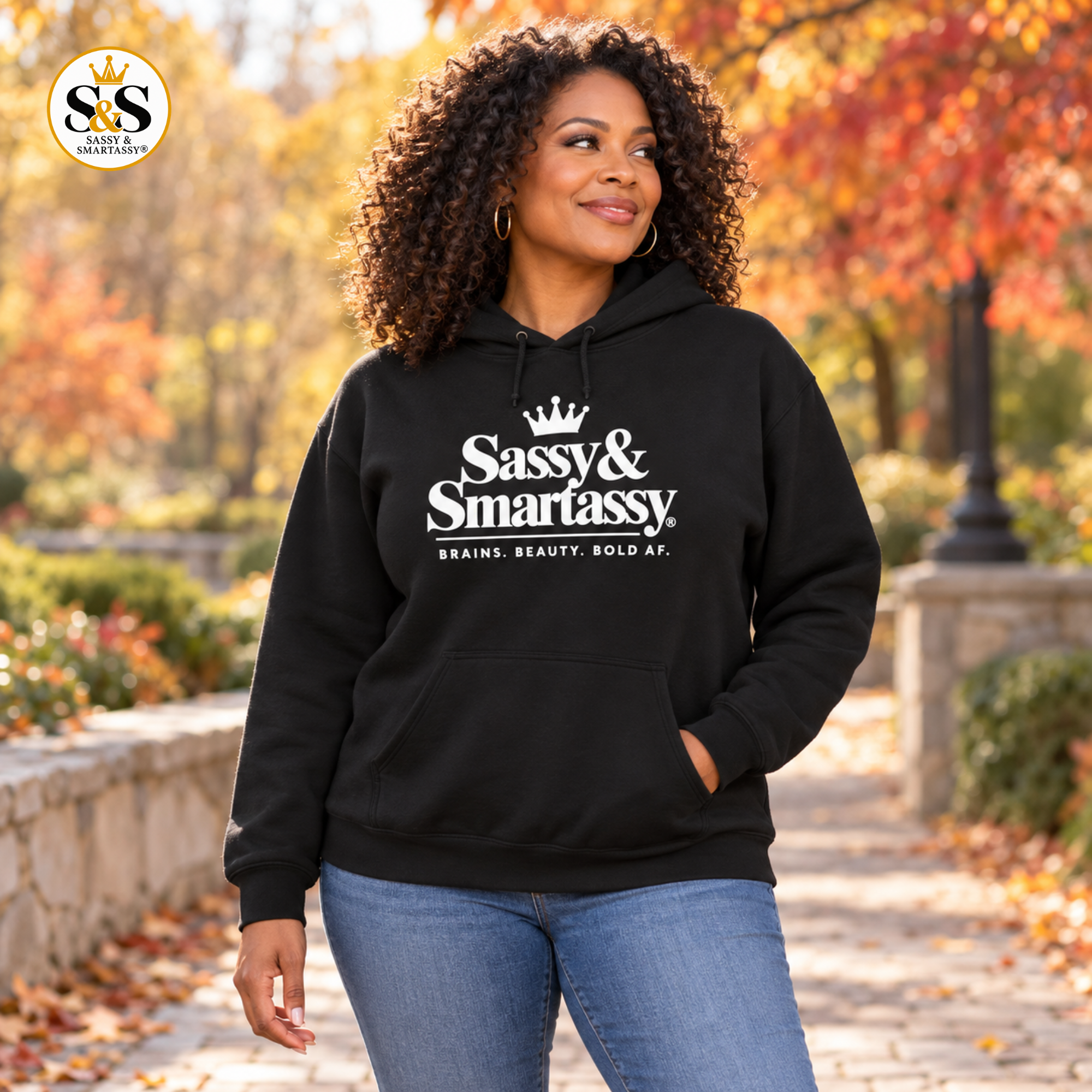 Sassy & Smartassy® Signature Hoodie – Brains. Beauty. Bold AF.