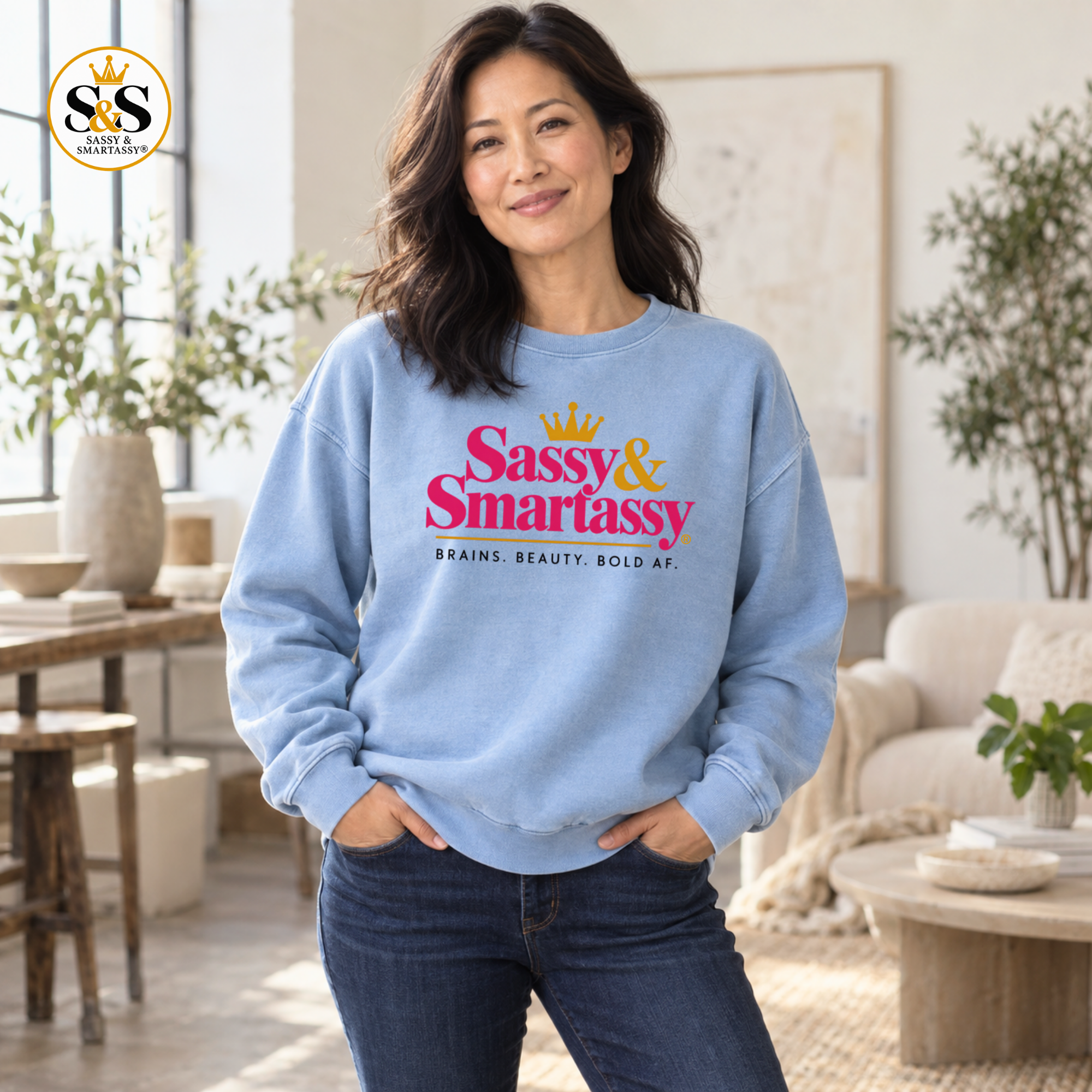 Image of Sassy & Smartassy® Signature Garment-Dyed Relaxed Fit Crewneck Sweatshirt