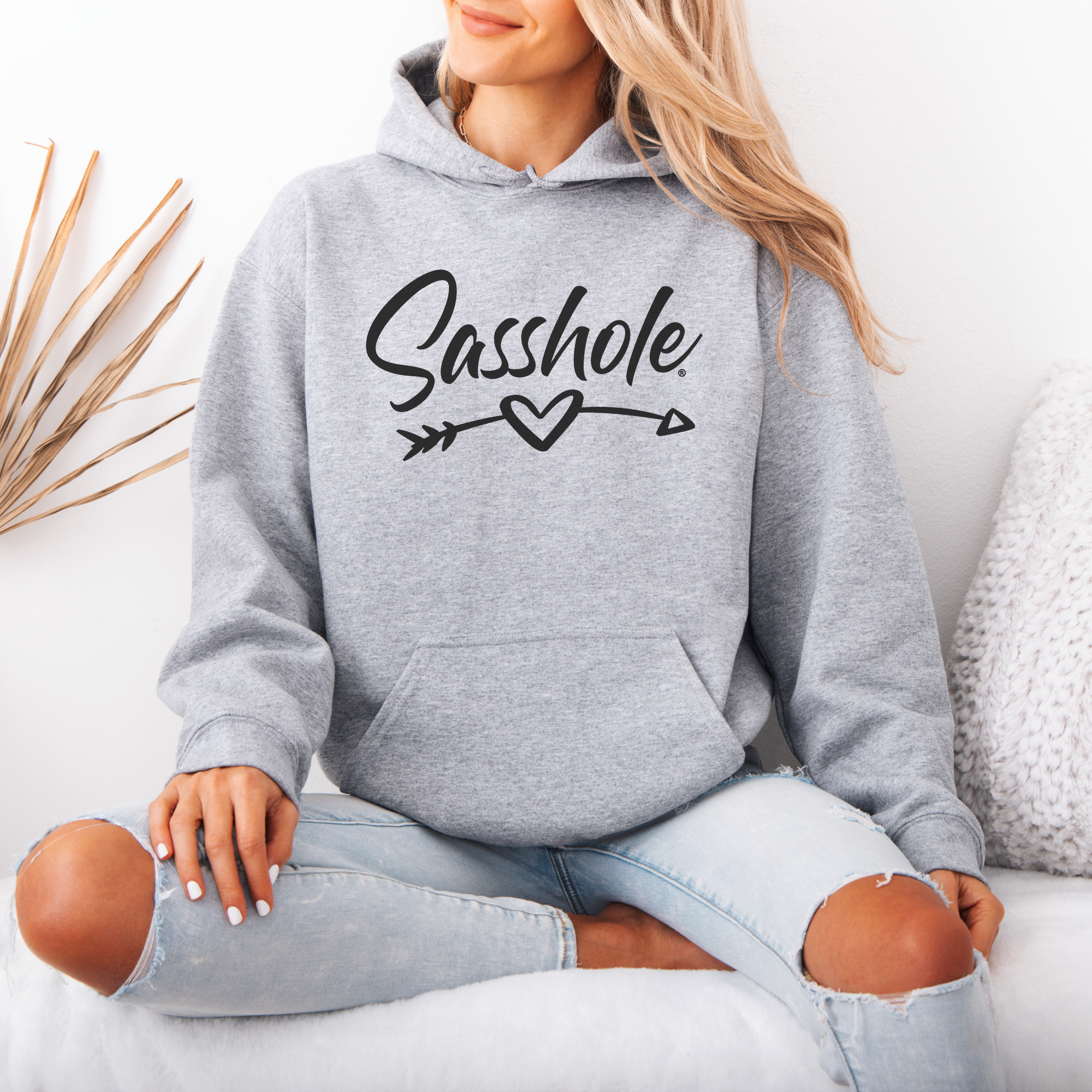 Sasshole® Women’s Hoodie – Heart & Arrow Bold Graphic Pullover