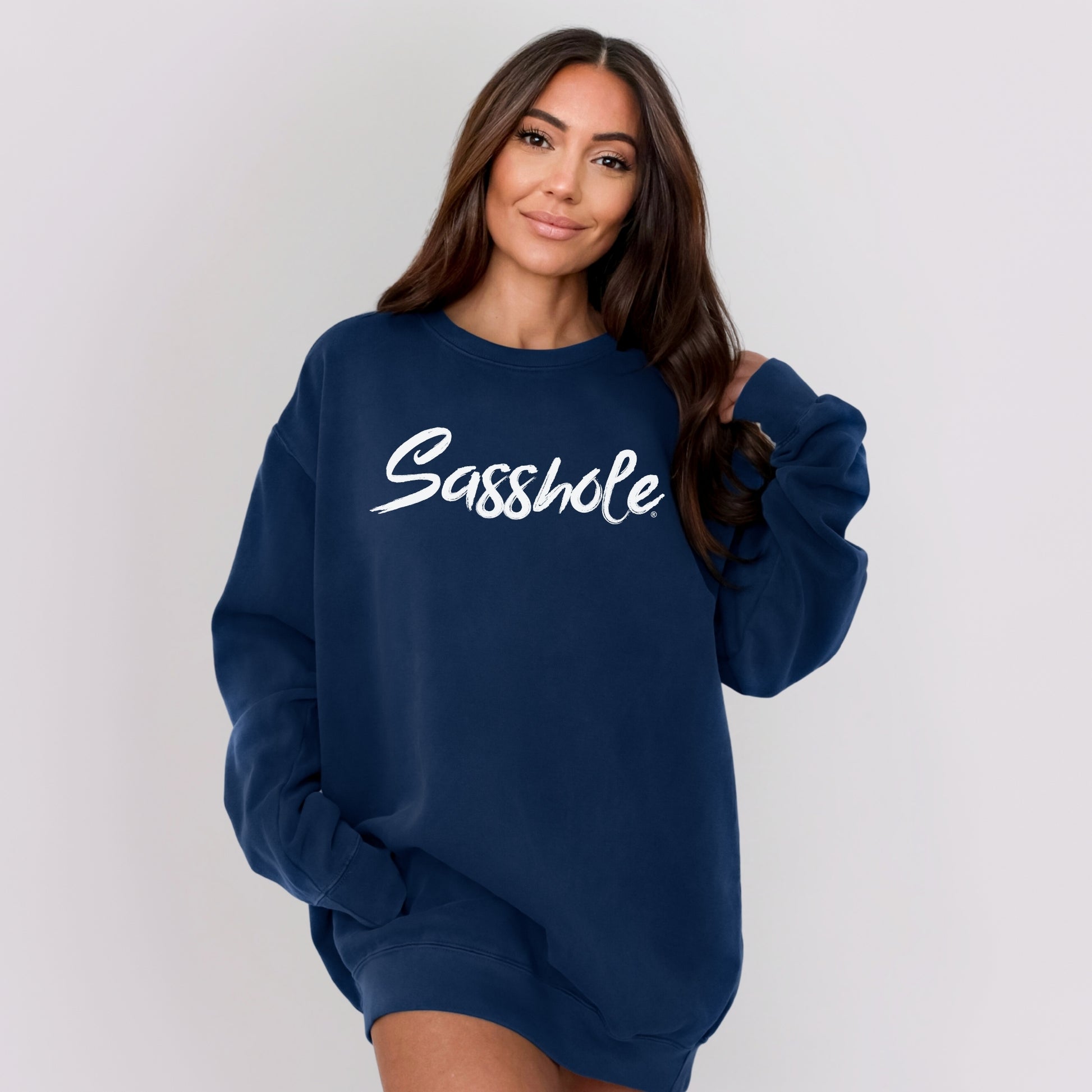 Sasshole Women’s Relaxed Fit Comfort Colors® Sweatshirt – Funny Graphic Pullover for Women